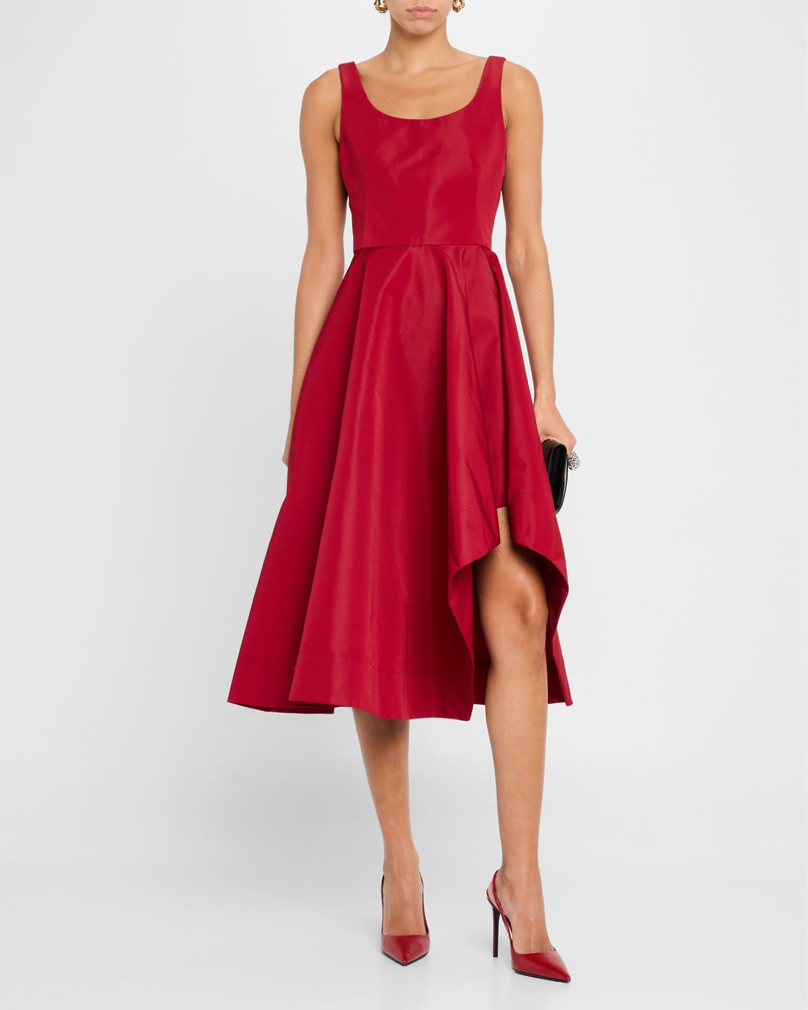 Scoop-Neck Asymmetric Midi Dress 1