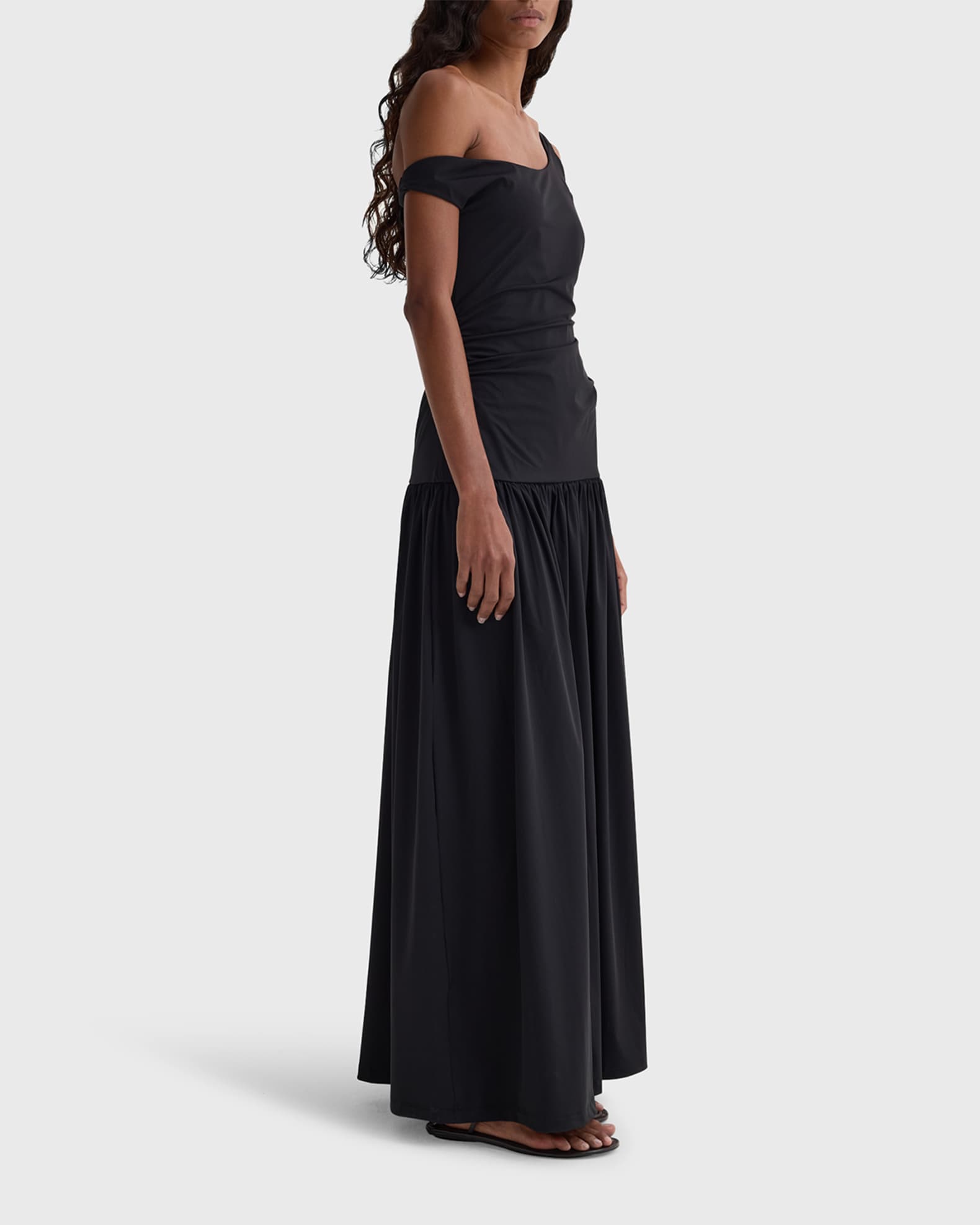 Off-Shoulder Drop-Waist Maxi Dress
