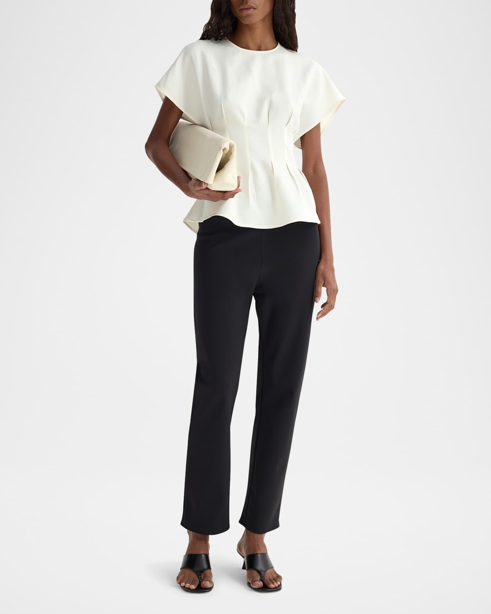 Short-Sleeve Sculptural Waisted Top 1