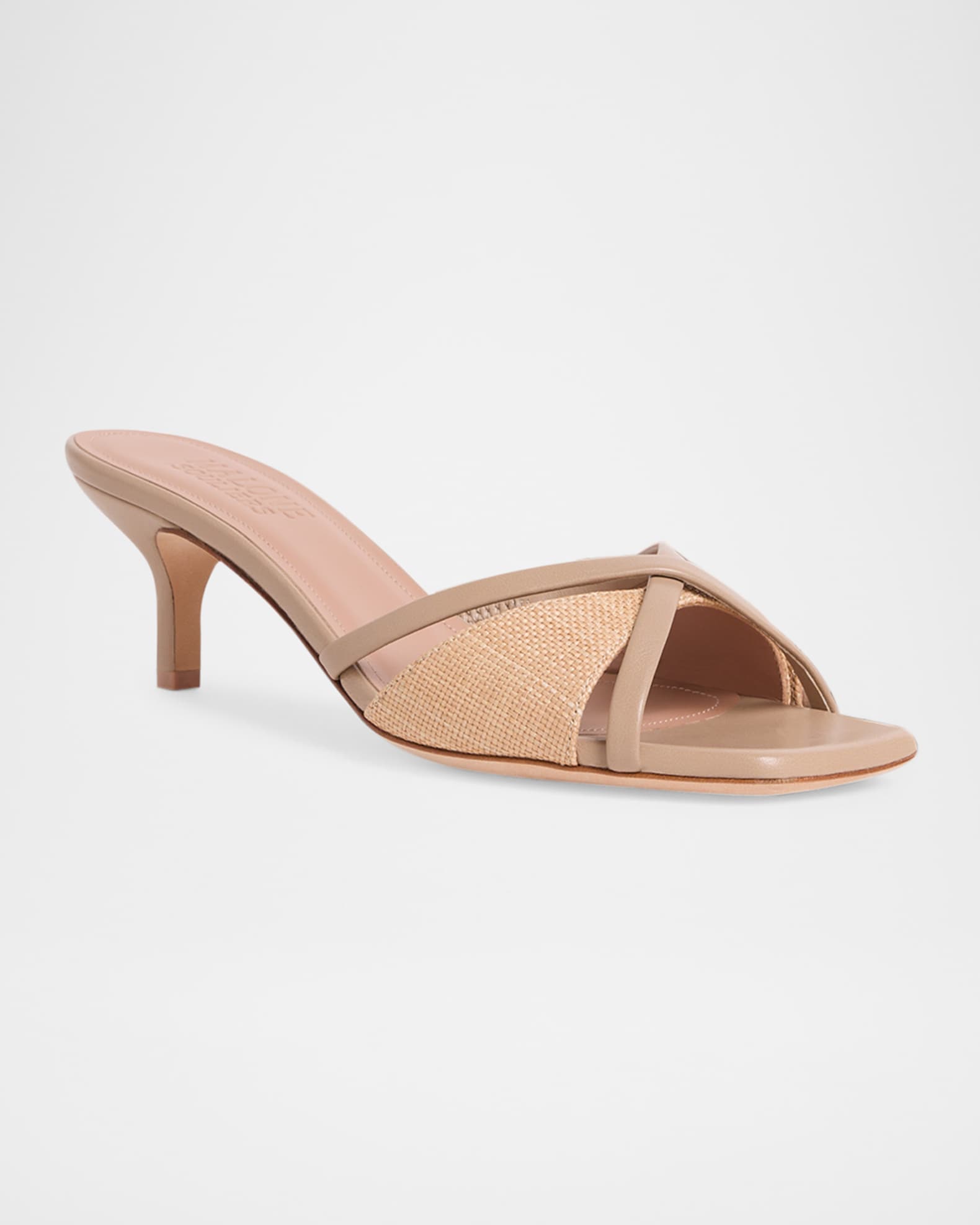 Raffia Leather Crisscross Slide Sandals 1