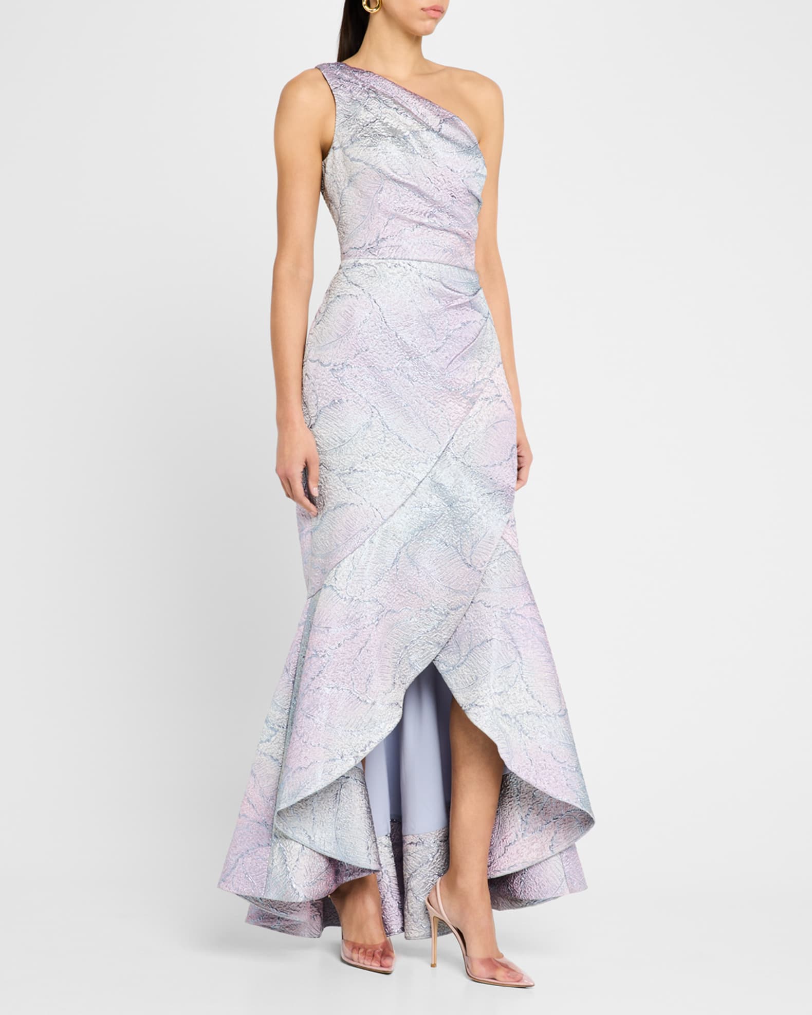 High-Low Metallic Jacquard Gown 1