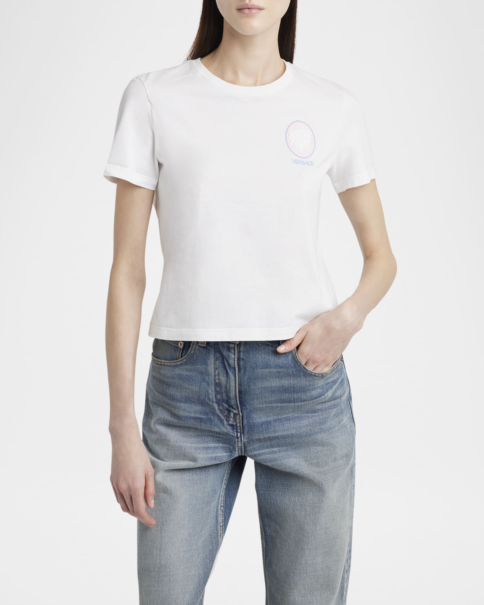Medusa Cameo Embroidery And Print Cotton Jersey T-Shirt 1