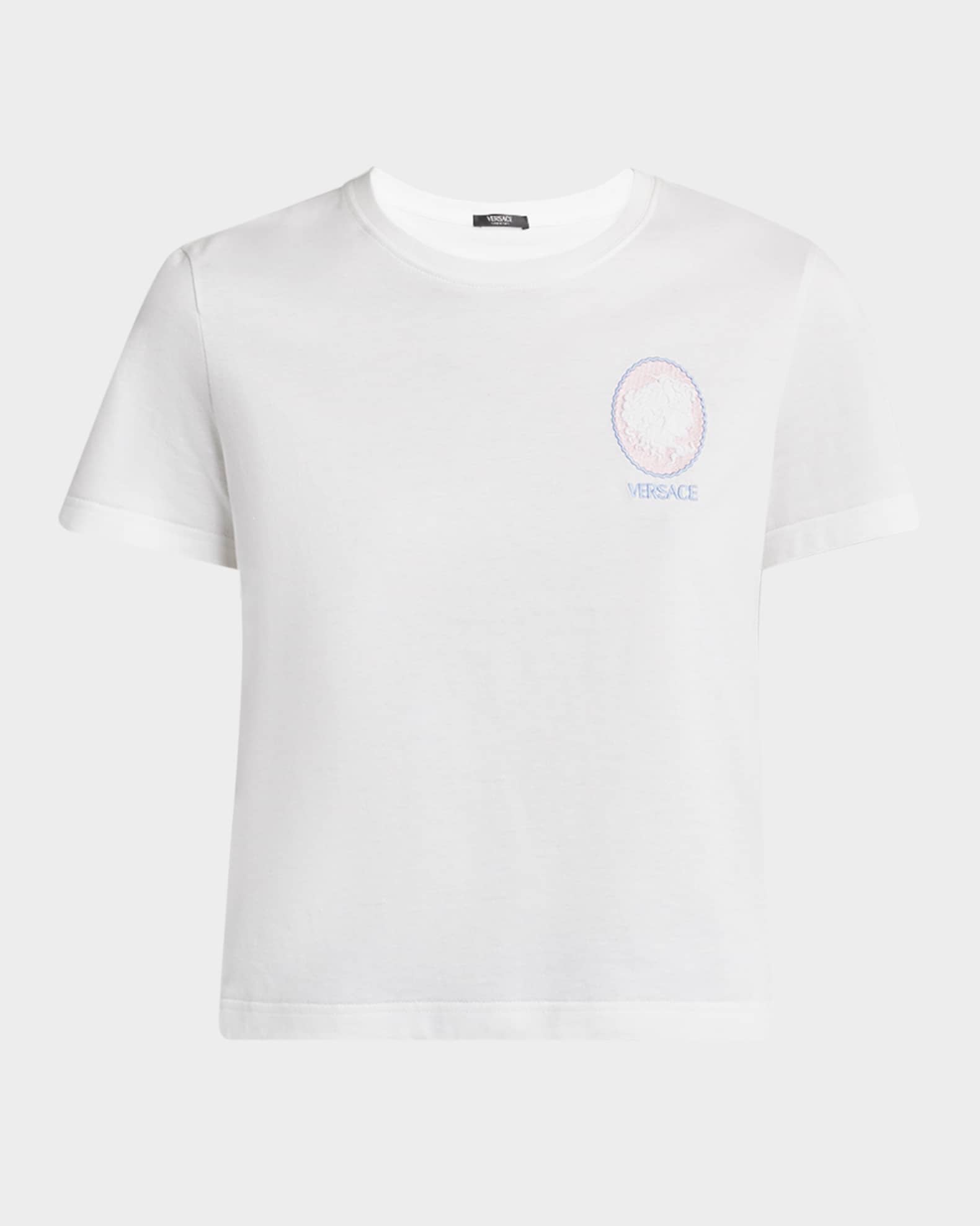 Medusa Cameo Embroidery And Print Cotton Jersey T-Shirt 0