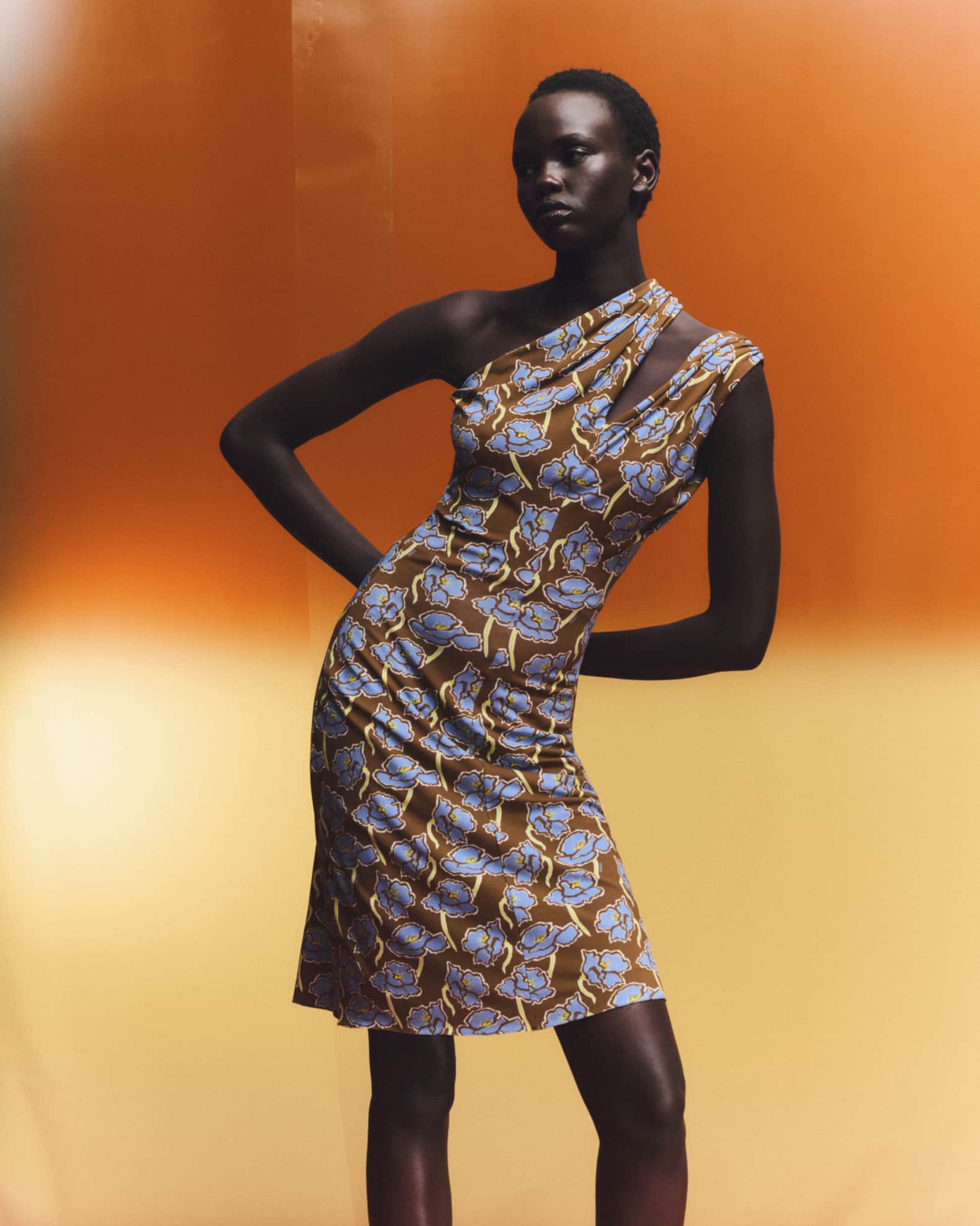 ワンピース VERSACE Printed Stretch Crepe One-Shoulder Dress Versace Floral Print One-Shoulder Backless Crepe Cocktail