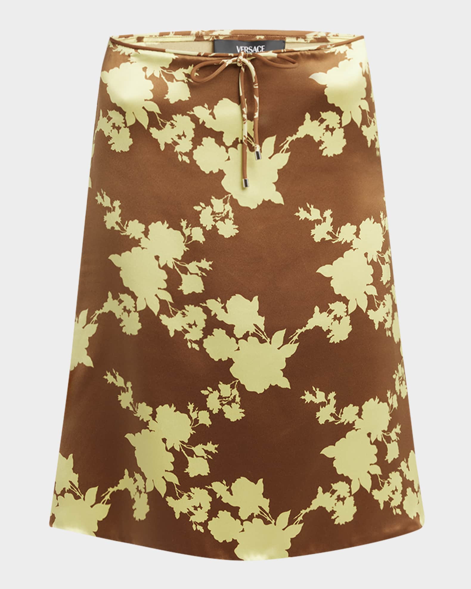 Wild Rose Drawstring Satin Crepe Skirt 0