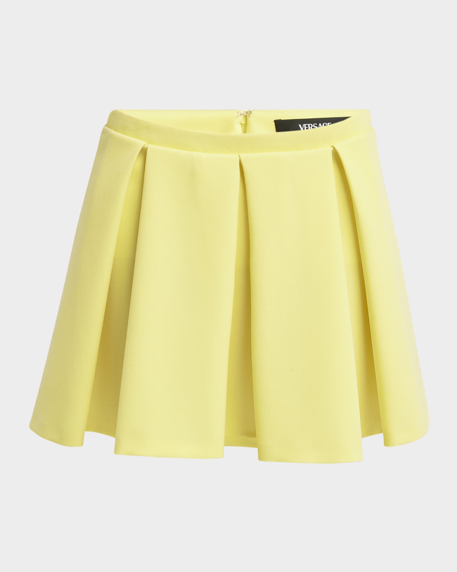 Pleated Wool Grain De Poudre Mini Skirt 0