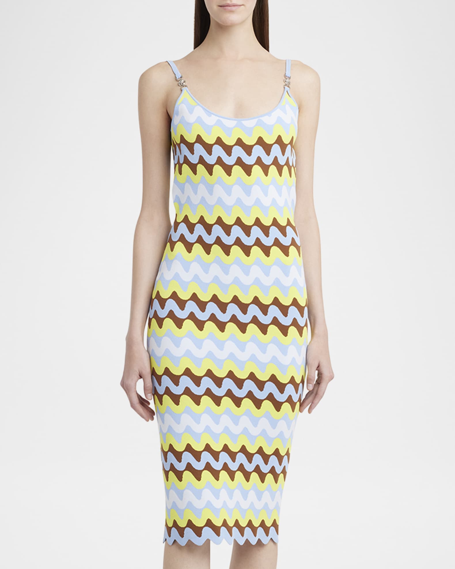 Wave Stretch Viscose Knit Sleeveless Midi Dress 1