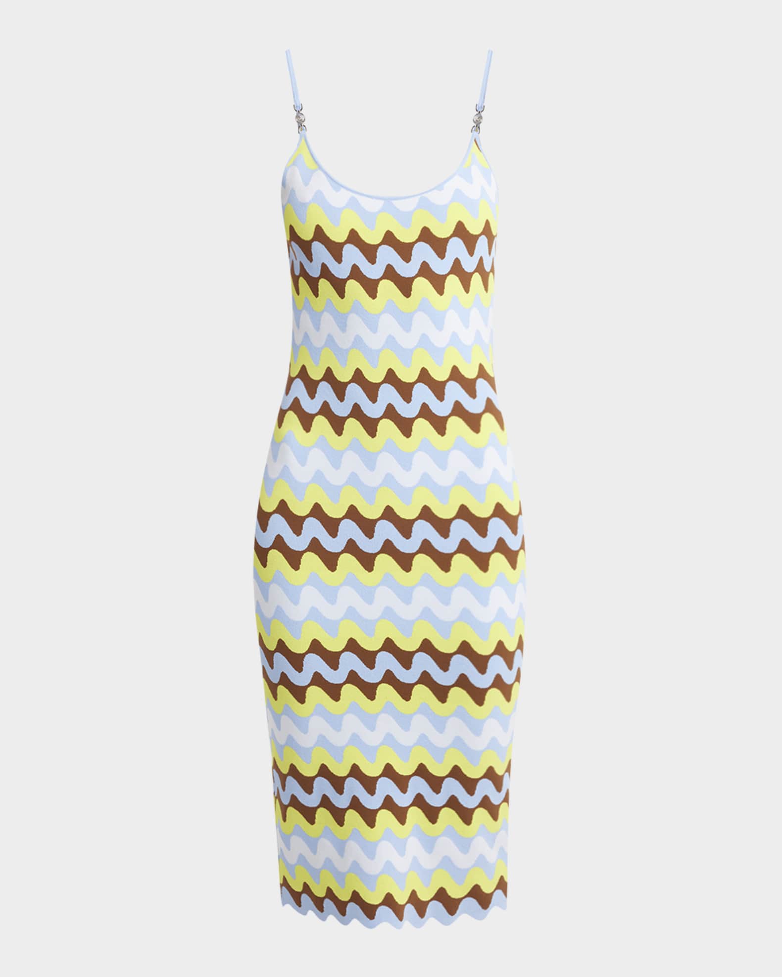 Wave Stretch Viscose Knit Sleeveless Midi Dress 0