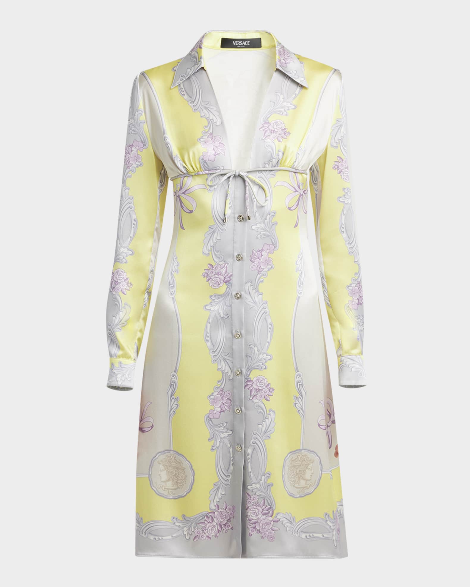 Medusa Cameo Foulard Silk Crepe Shirtdress 0