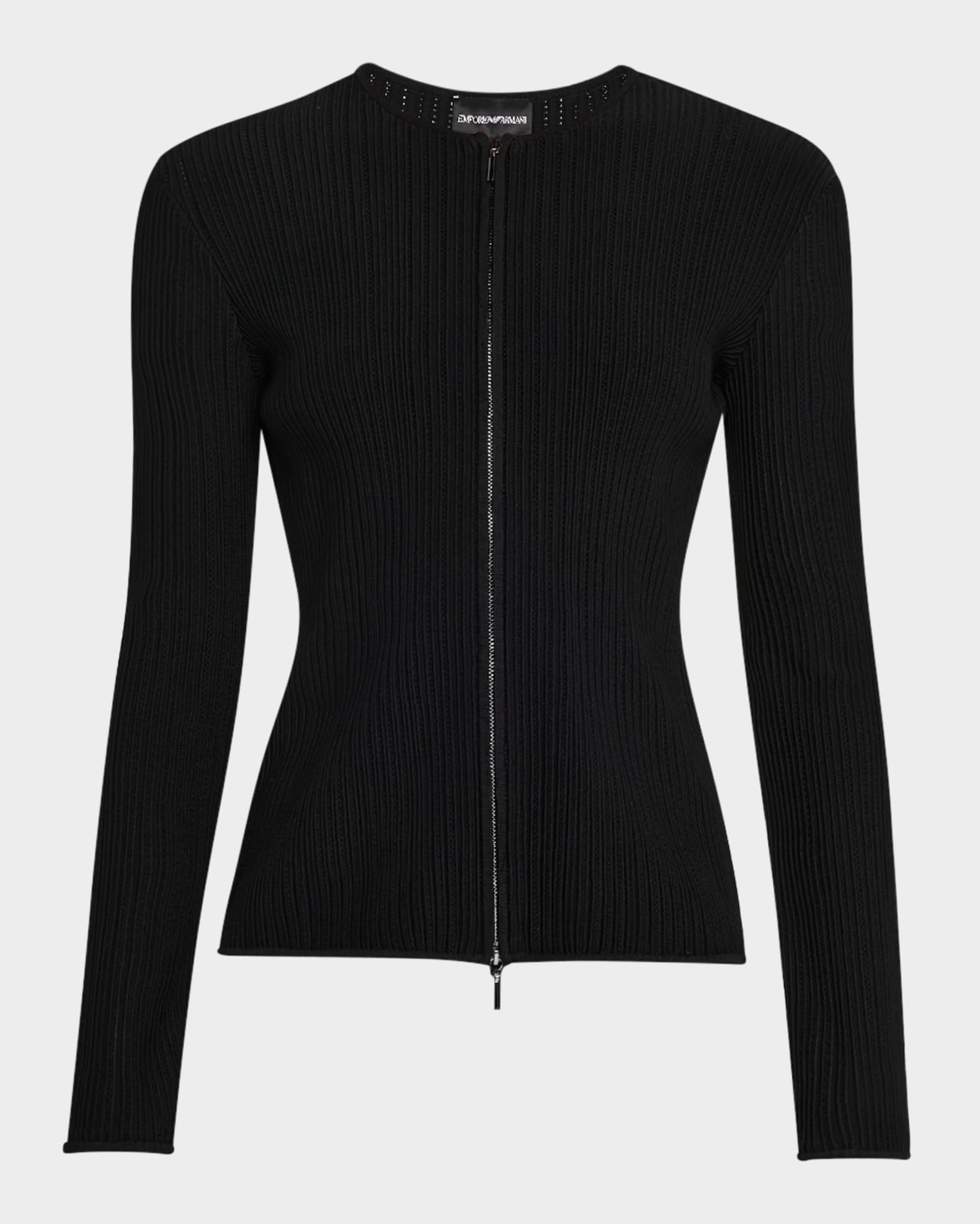 Zip-Front Ottoman Knit Jacket 0