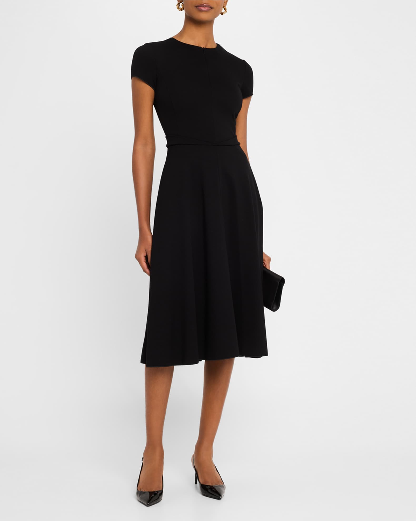 Zip-Front Milano Jersey Midi Dress 1