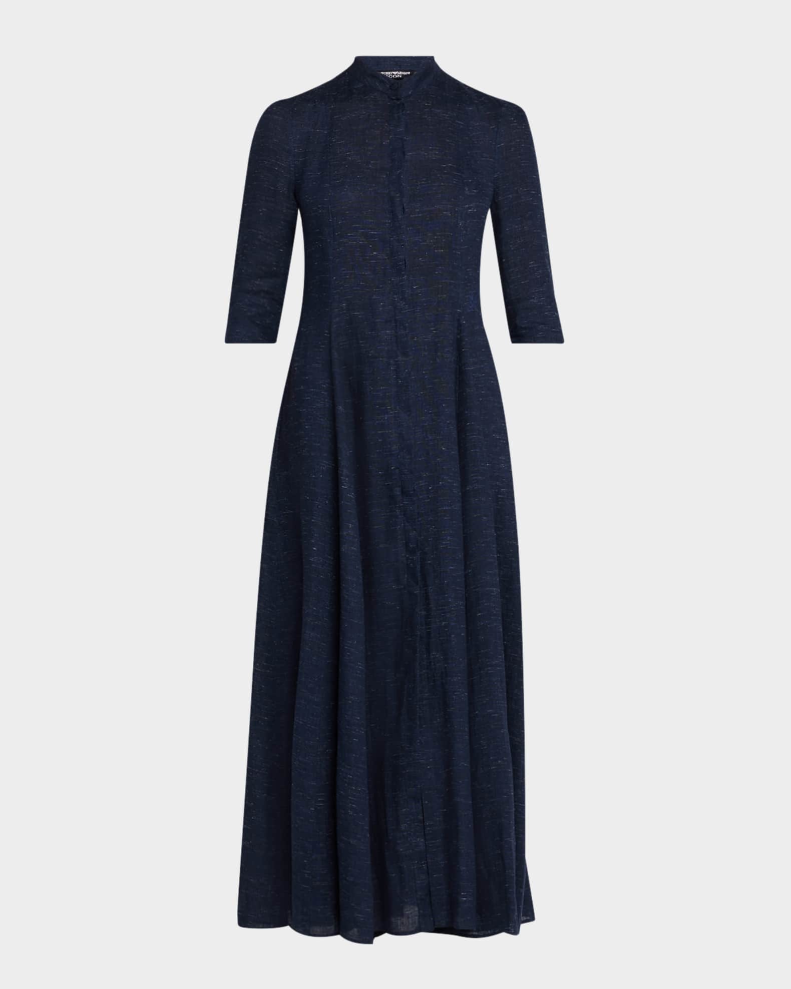 Button-Down Linen Chambray Maxi Dress 0