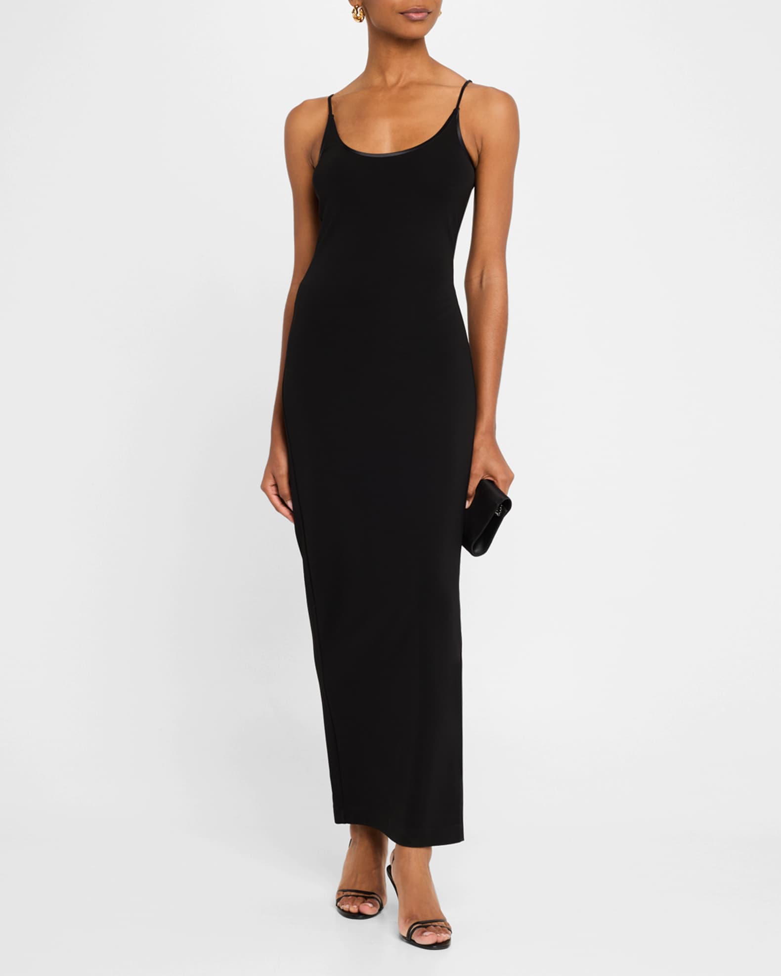 chinese dress ladies Leset Ari Scoop Neck Maxi Dress in Black in Crepe