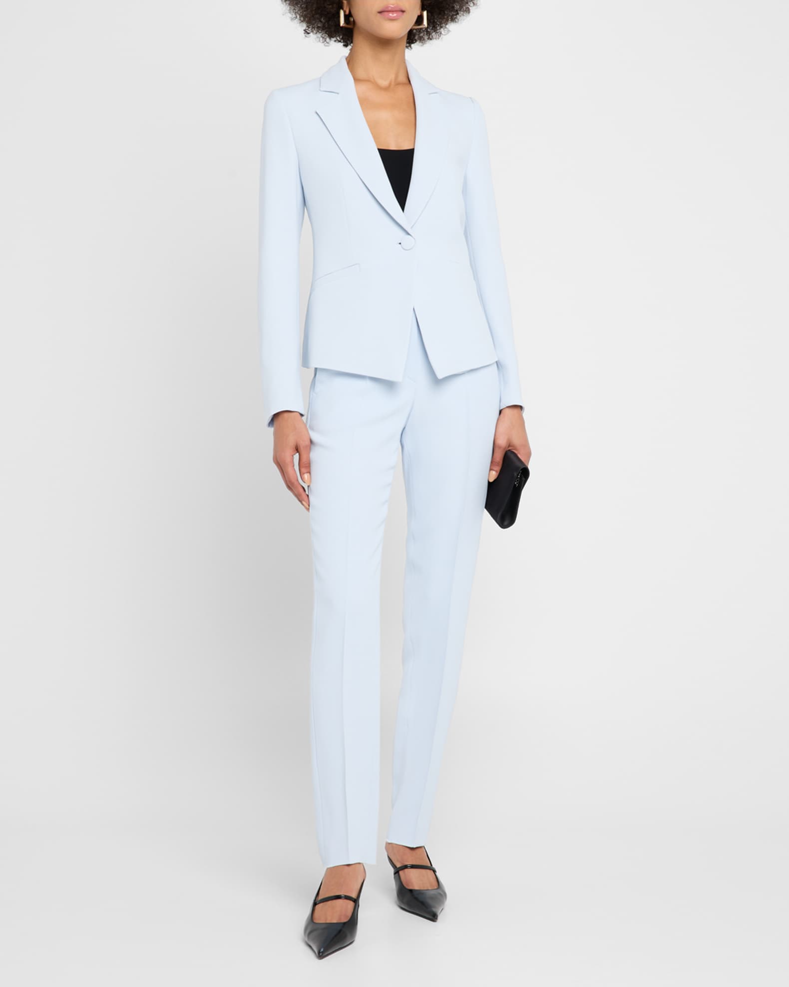 Creased Straight-Leg Cady Crepe Trousers 1