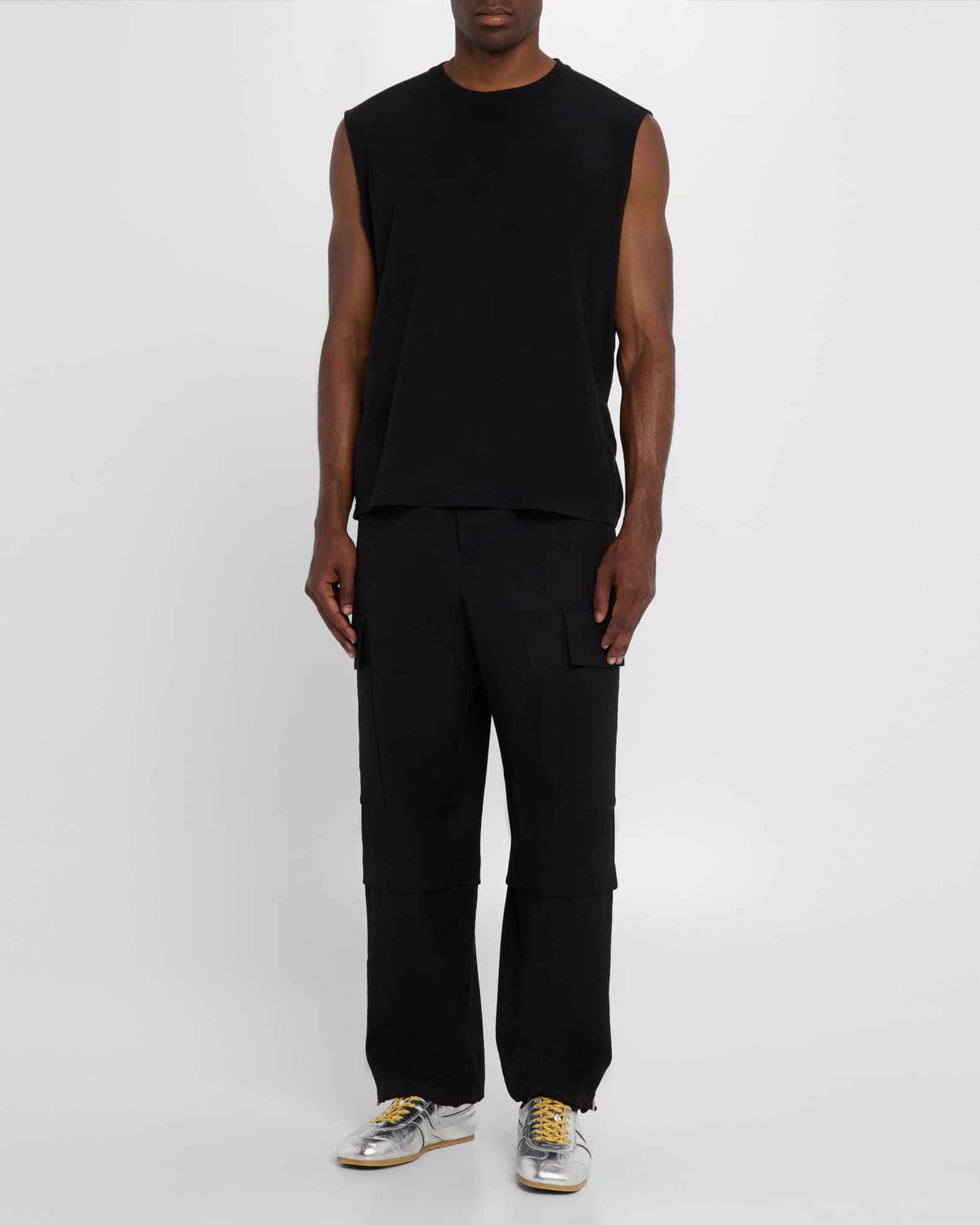 Dries Van Noten Men's Metallic Leather Low-Top Sneakers