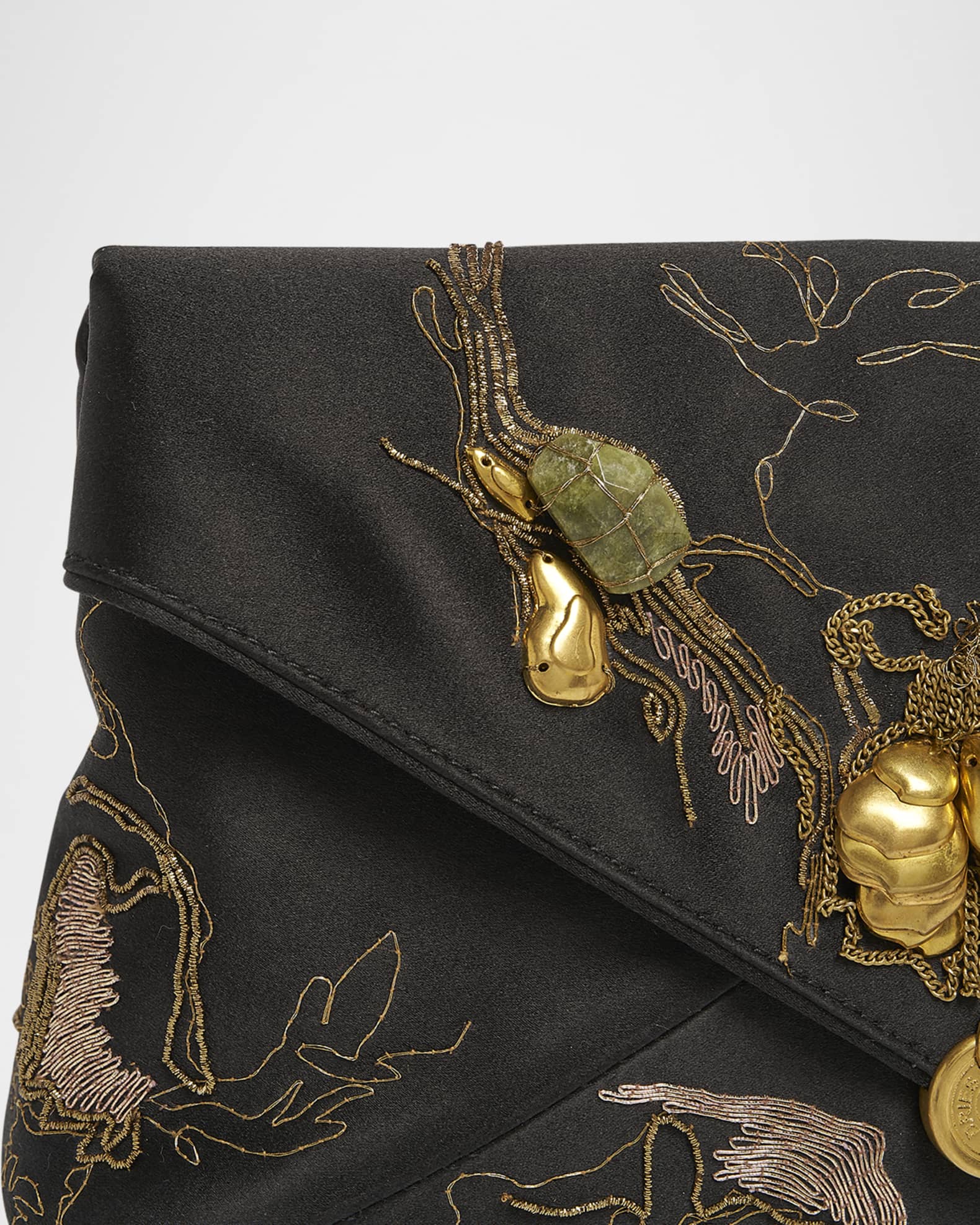 Dries Van Noten Envelope Flap Embellished Clutch Bag