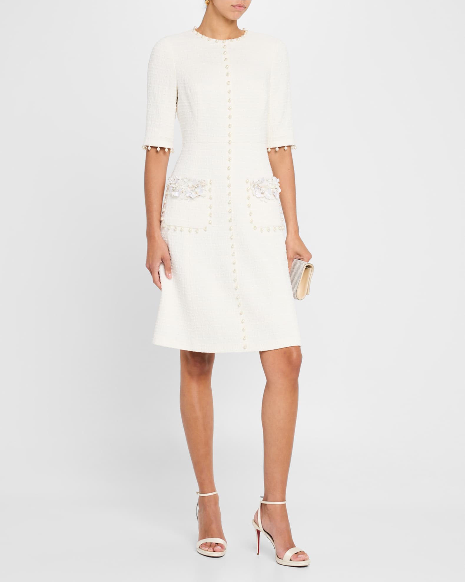 Bead-Embellished Boucle Dress 1