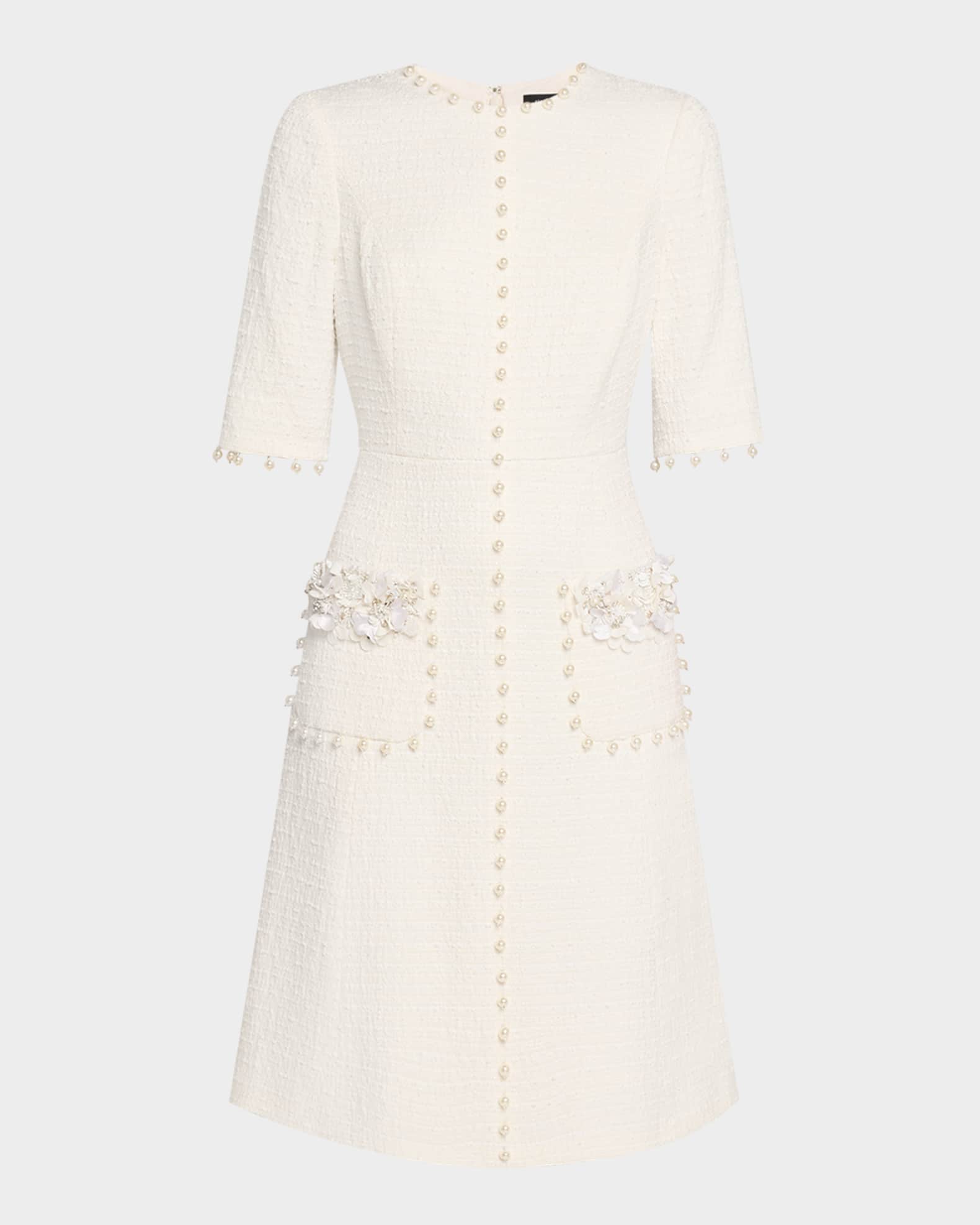 Bead-Embellished Boucle Dress 0