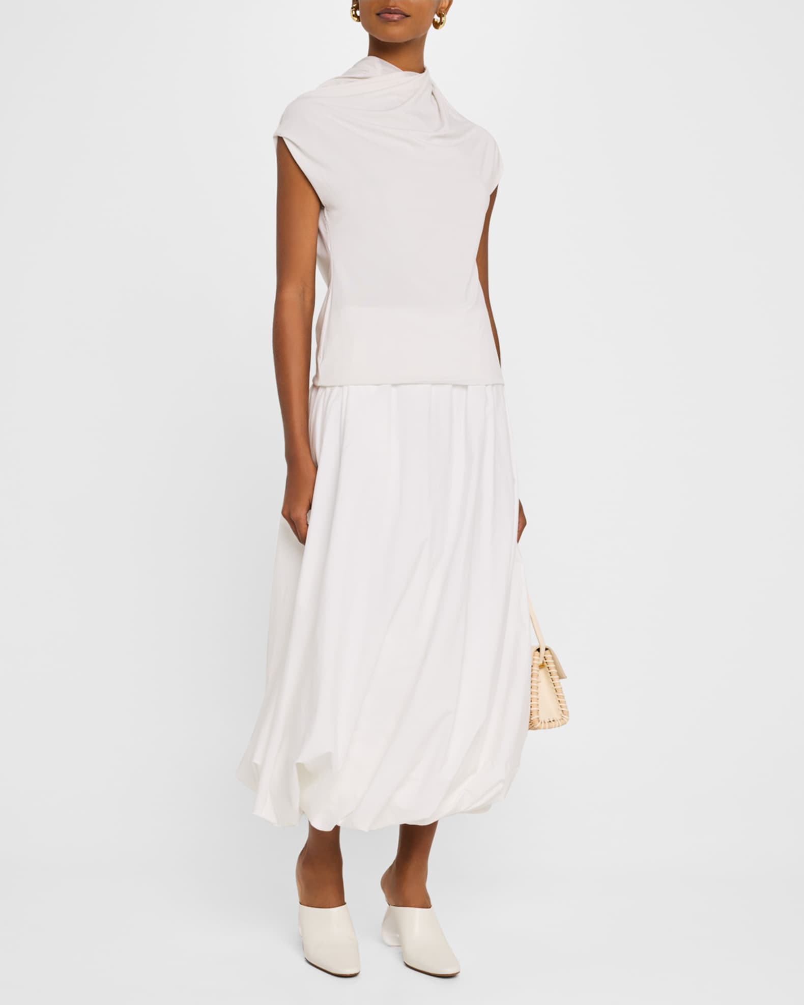 Cotton Twisted Bubble Maxi Skirt - Thumbnail 2