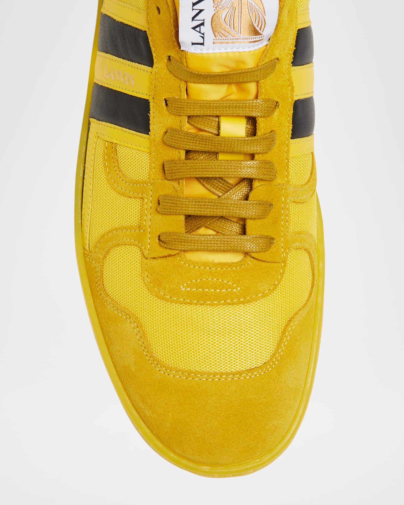 Lanvin Men's Clay Leather and Mesh Low-Top Sneakers | Neiman