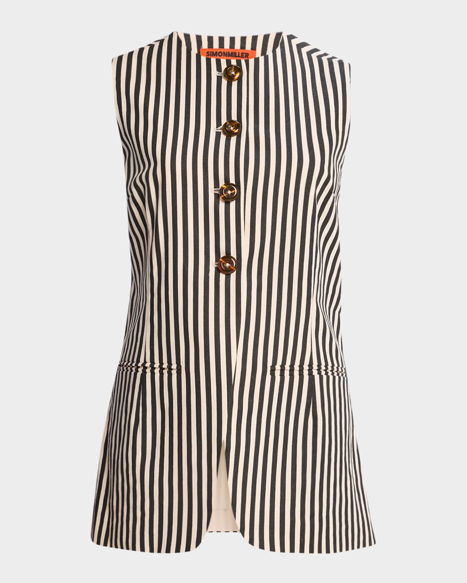 Del Mar Striped Linen Vest 0