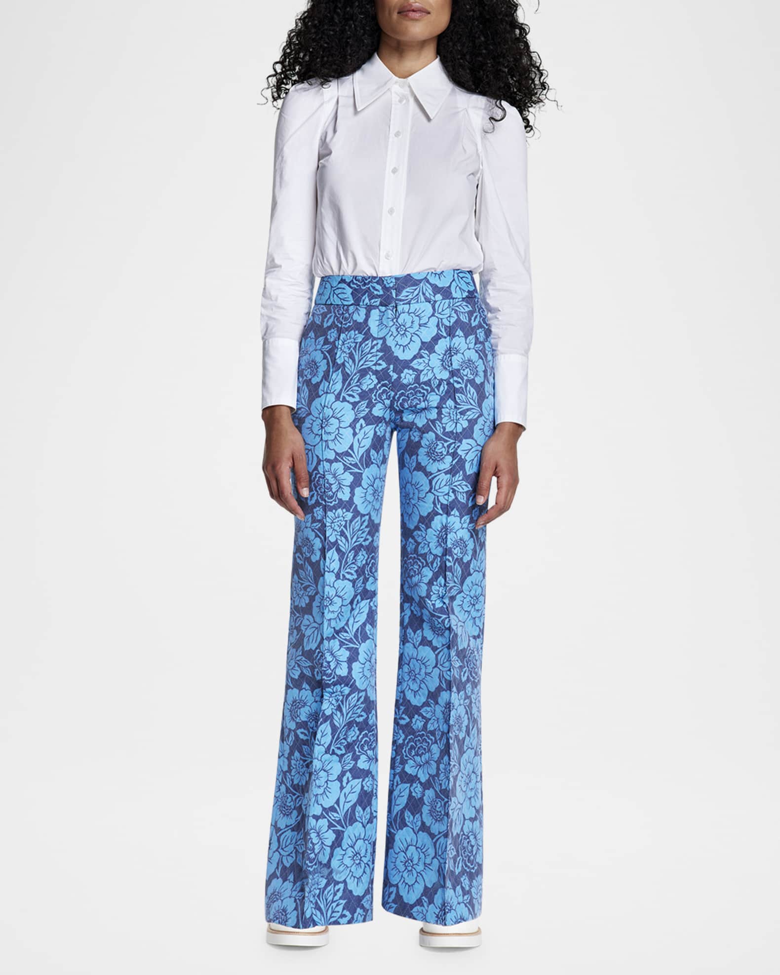 Wide-Leg Pintuck Trousers