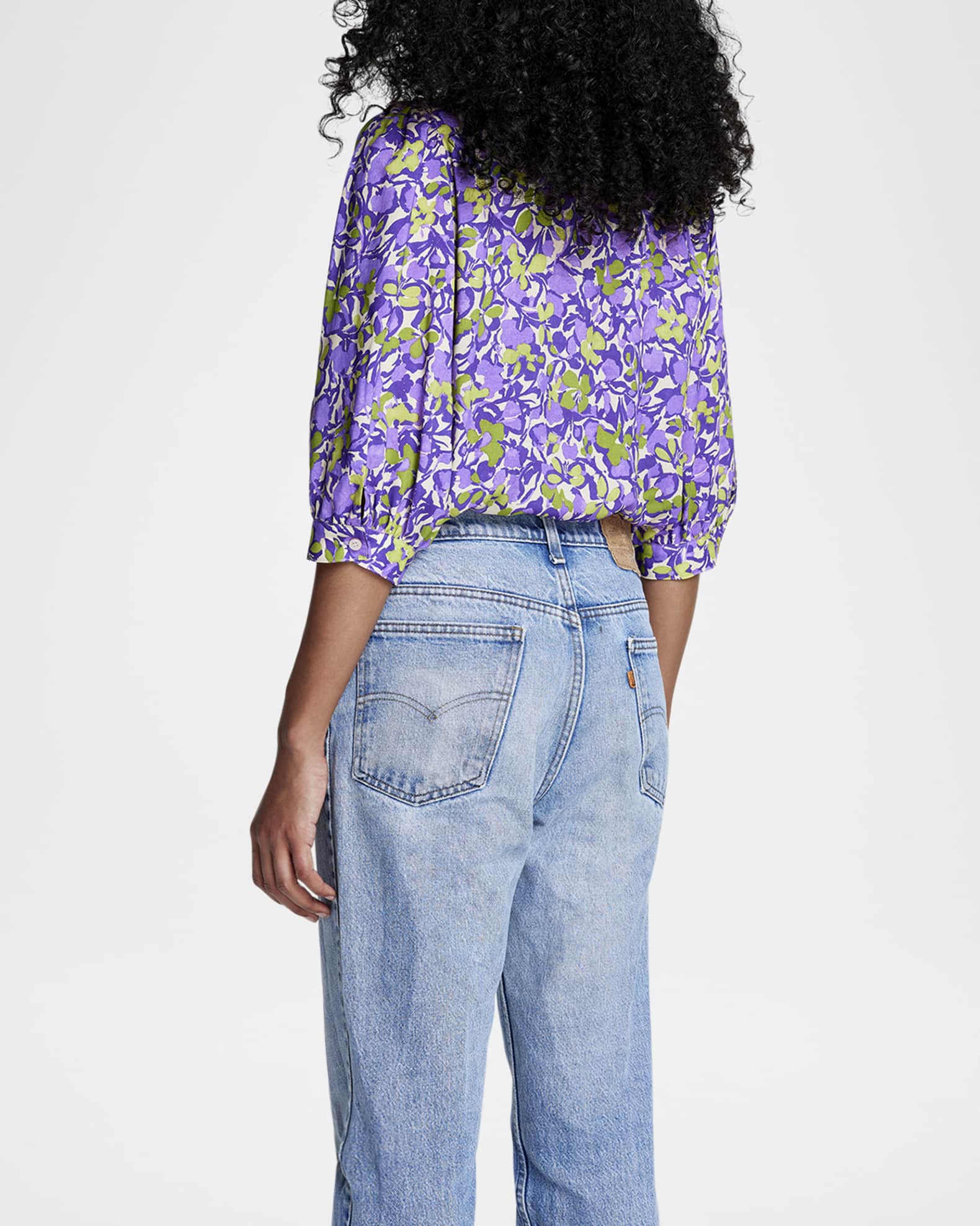 Orchid Floral Shirred Pocket Blouse 1