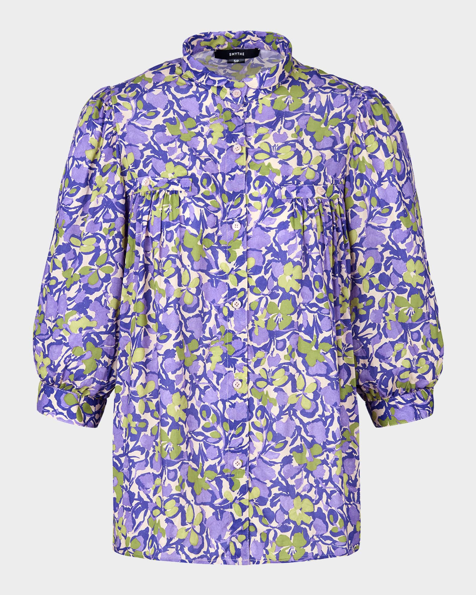 Orchid Floral Shirred Pocket Blouse 0