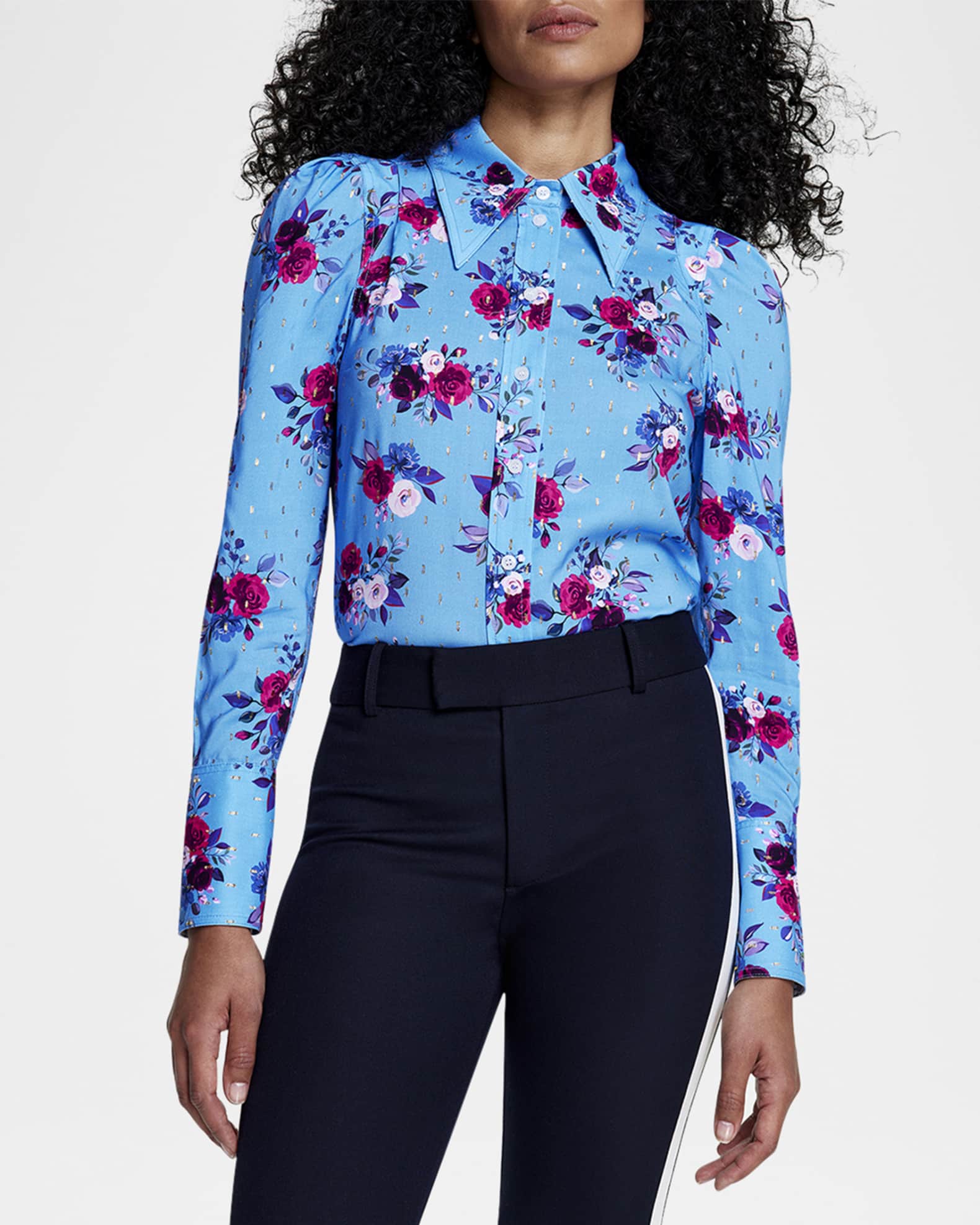Smythe Floral-Printed Box Pleat Shirt | Neiman Marcus