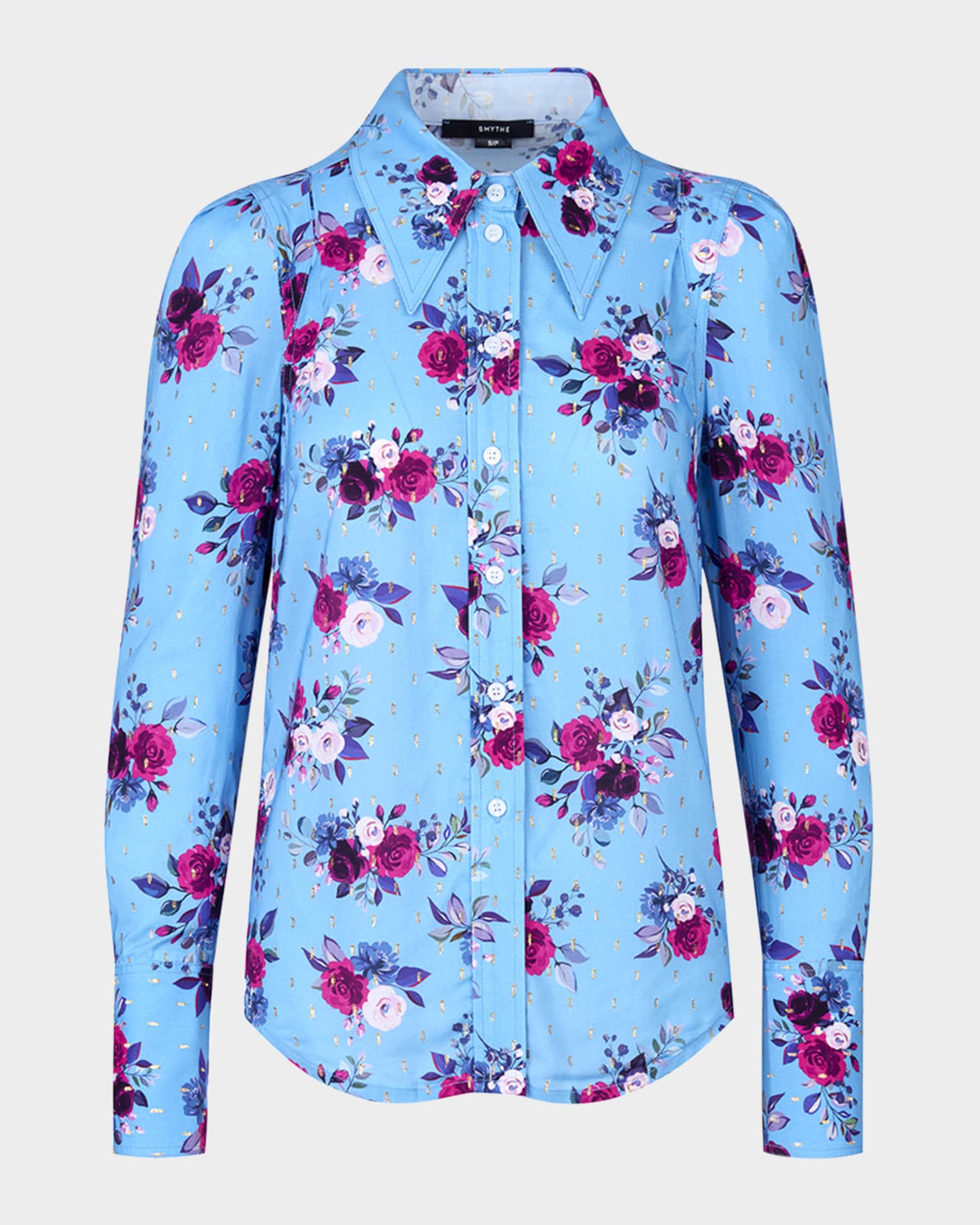 Smythe Floral-Printed Box Pleat Shirt | Neiman Marcus