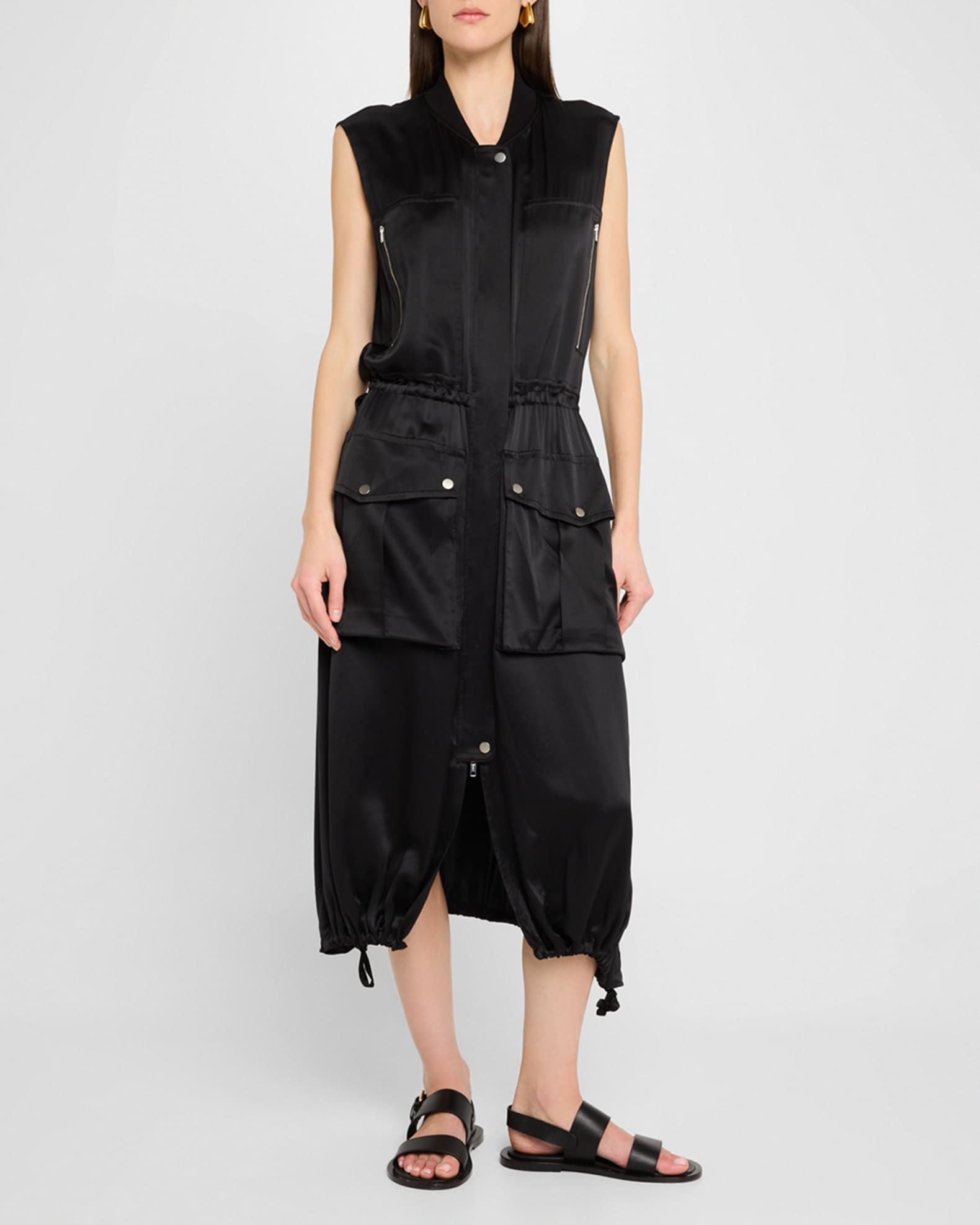 Sleeveless Silk Midi Cargo Dress 1