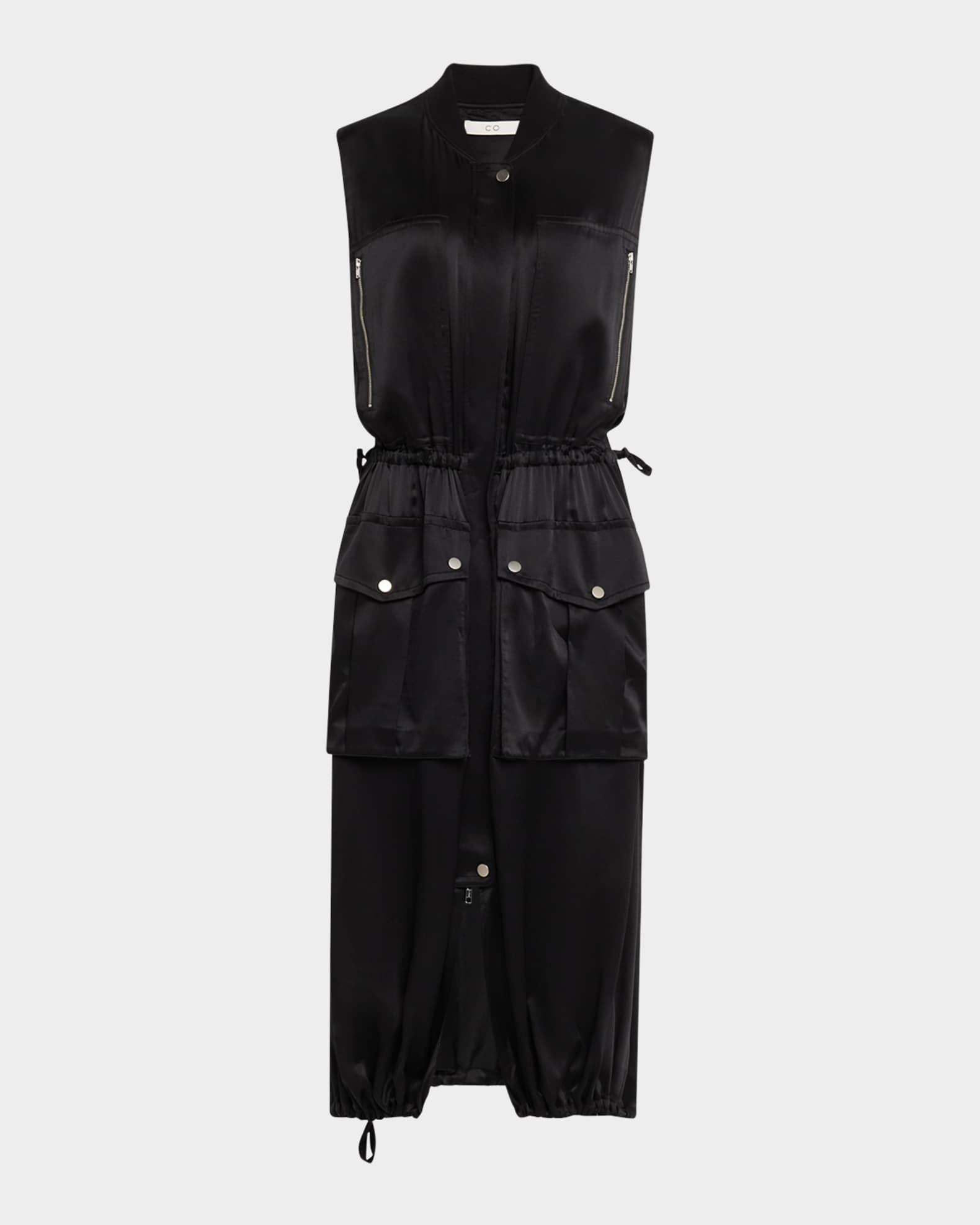 Sleeveless Silk Midi Cargo Dress 0