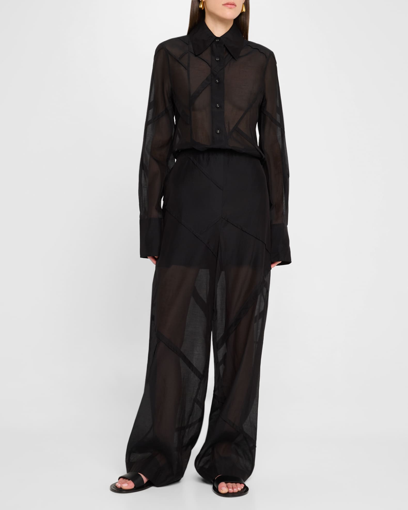 Parachute Pleated Wide-Leg Drawstring Pants 1