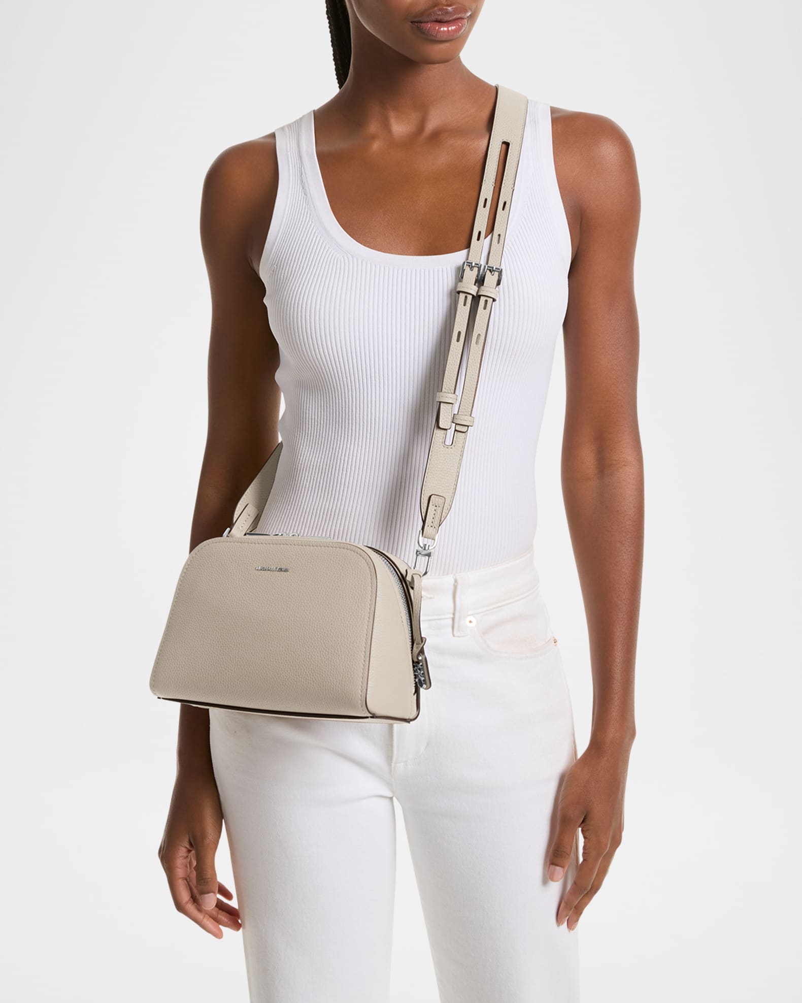 Small Zip Leather Camera Crossbody Bag 1