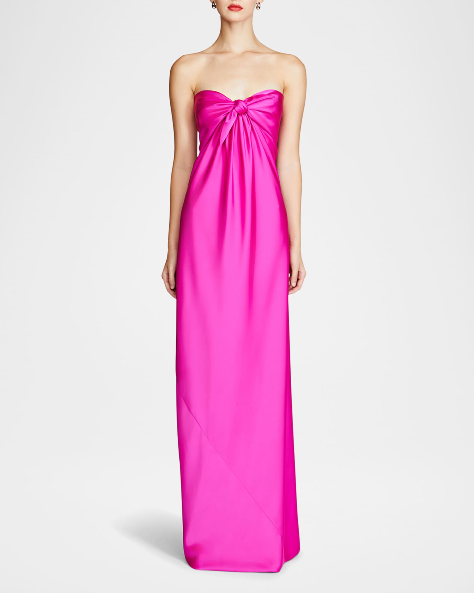 Lisette Strapless Front-Knot Satin Gown 1