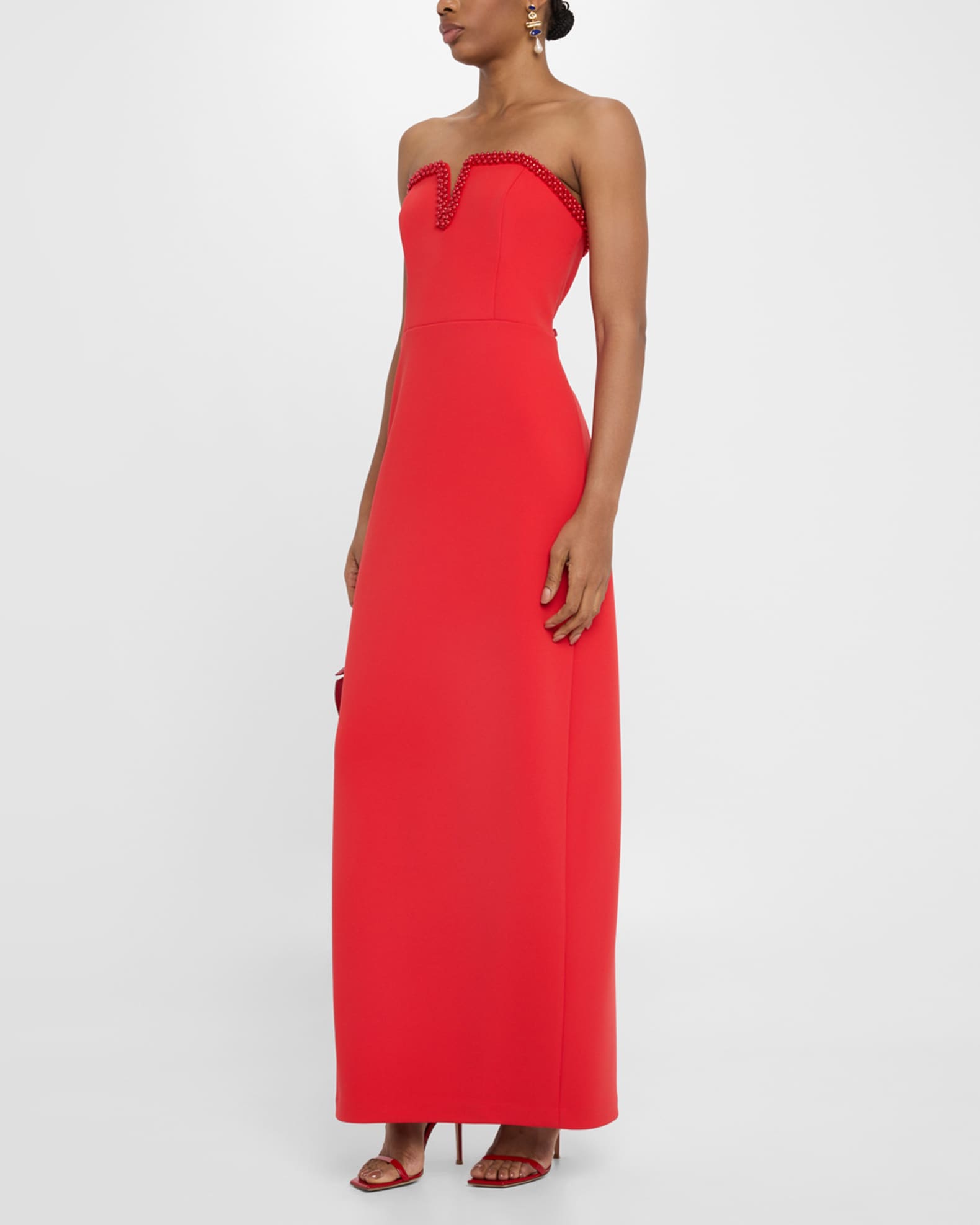 Aidan Mattox Strapless Beaded Crepe Column Gown | Neiman Marcus