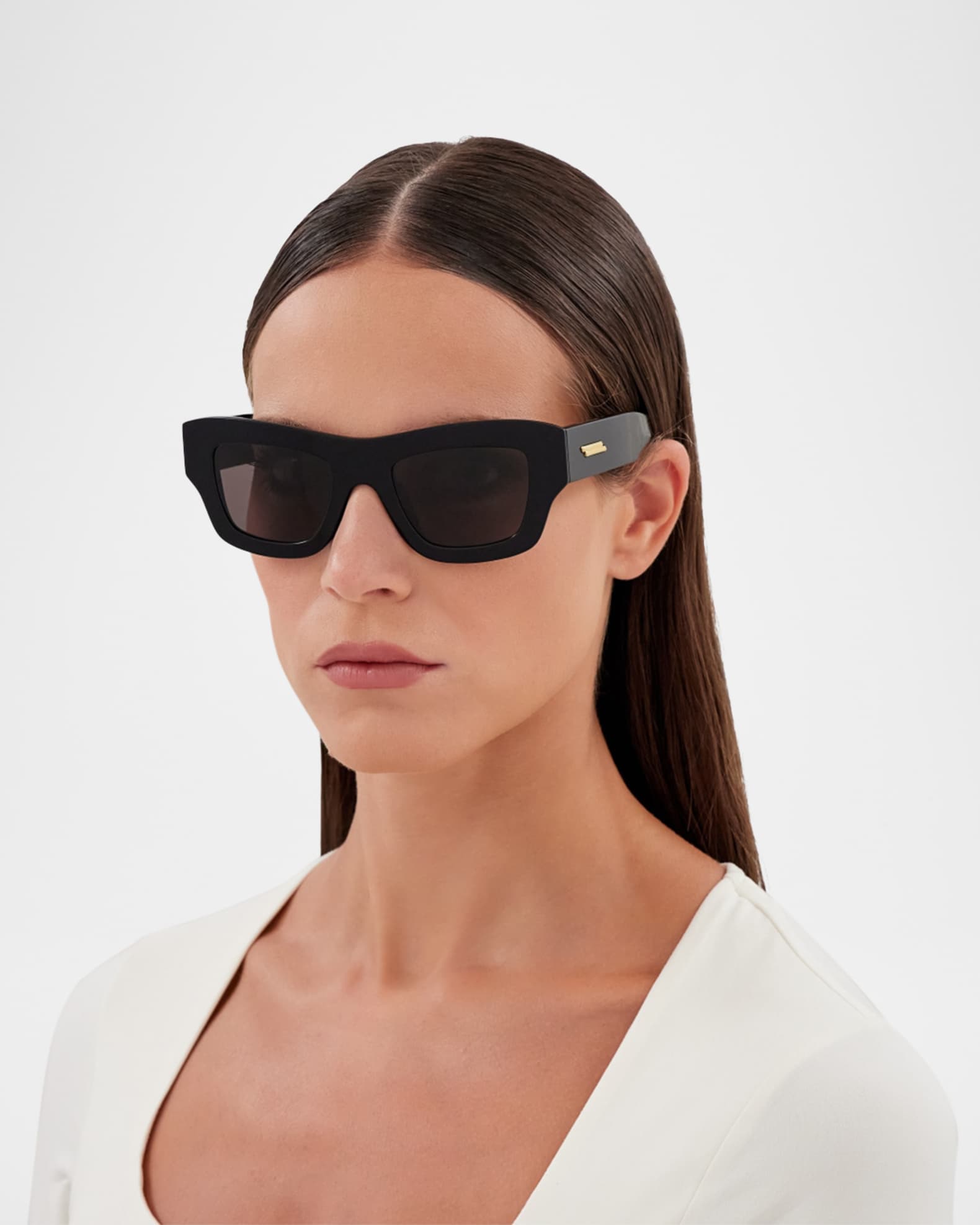 Bottega Veneta Recycled Acetate Rectangle Sunglasses