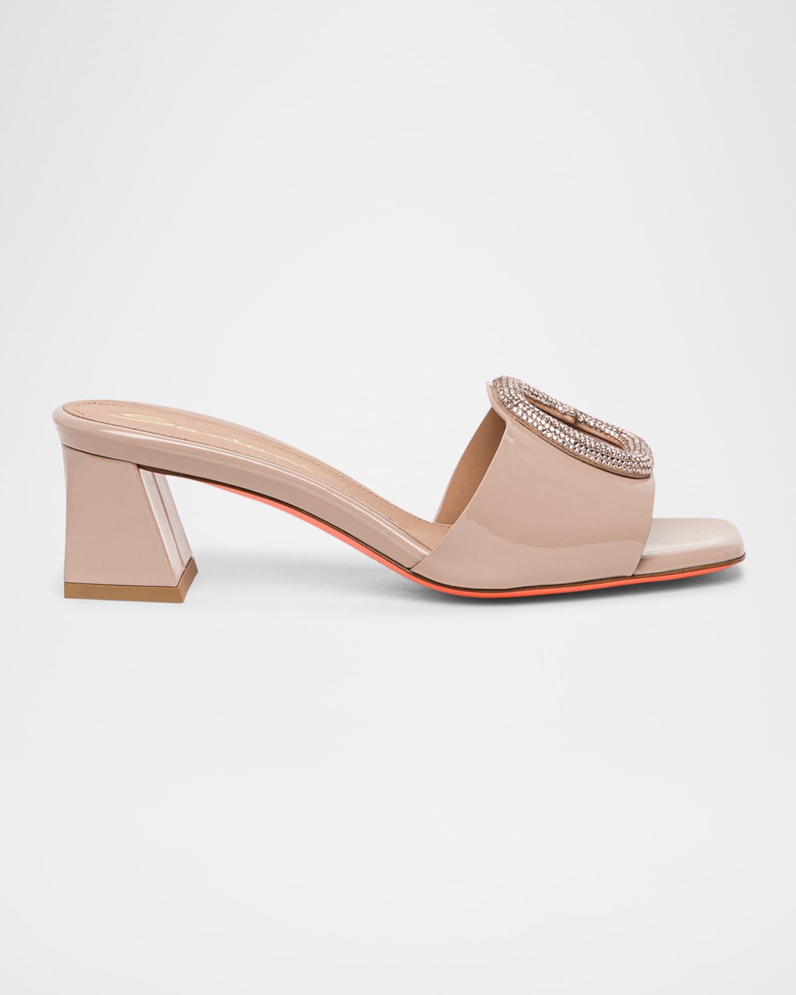 Marta Patent Crystal-Buckle Mule Sandals 0
