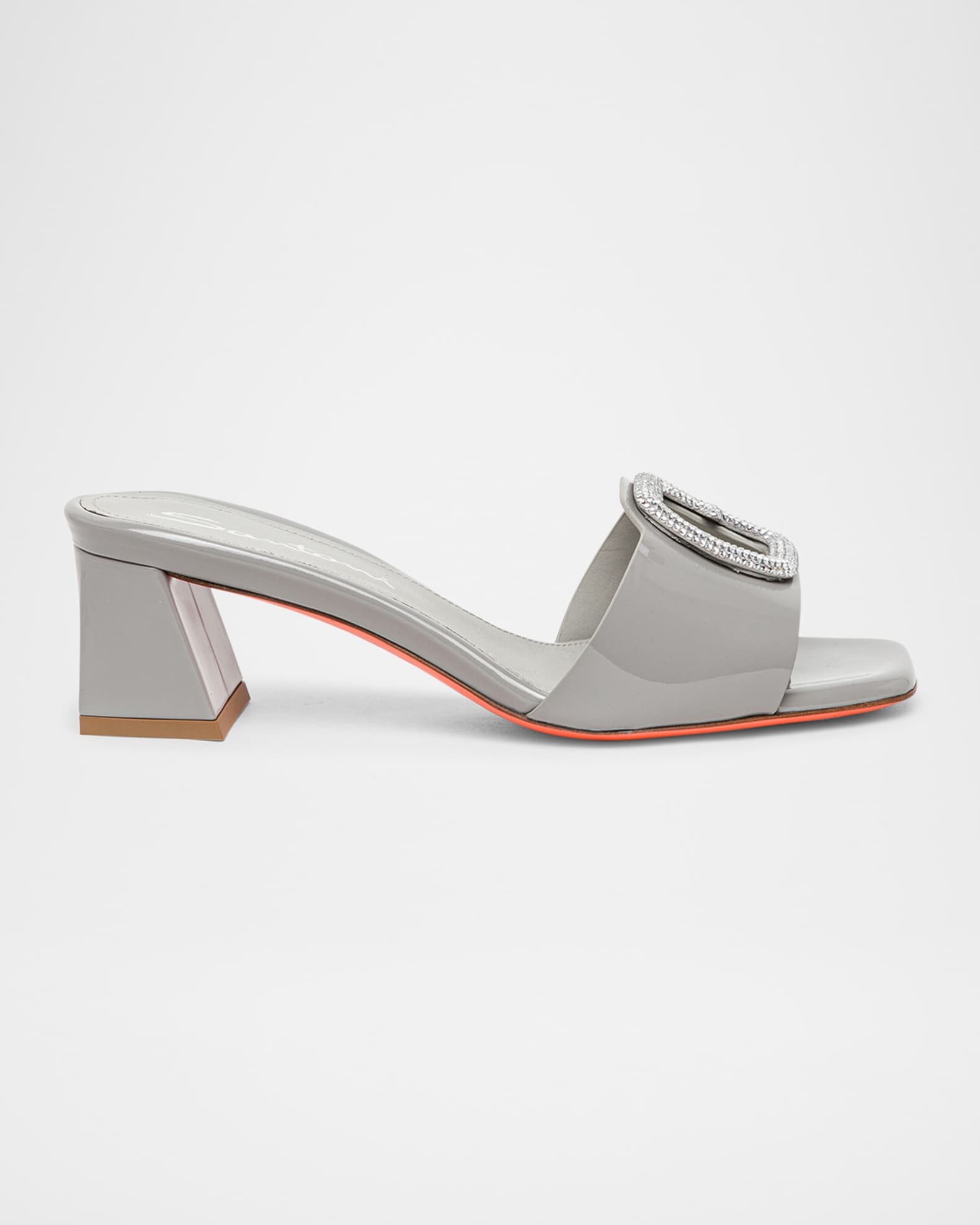 Marta Patent Crystal-Buckle Mule Sandals 0