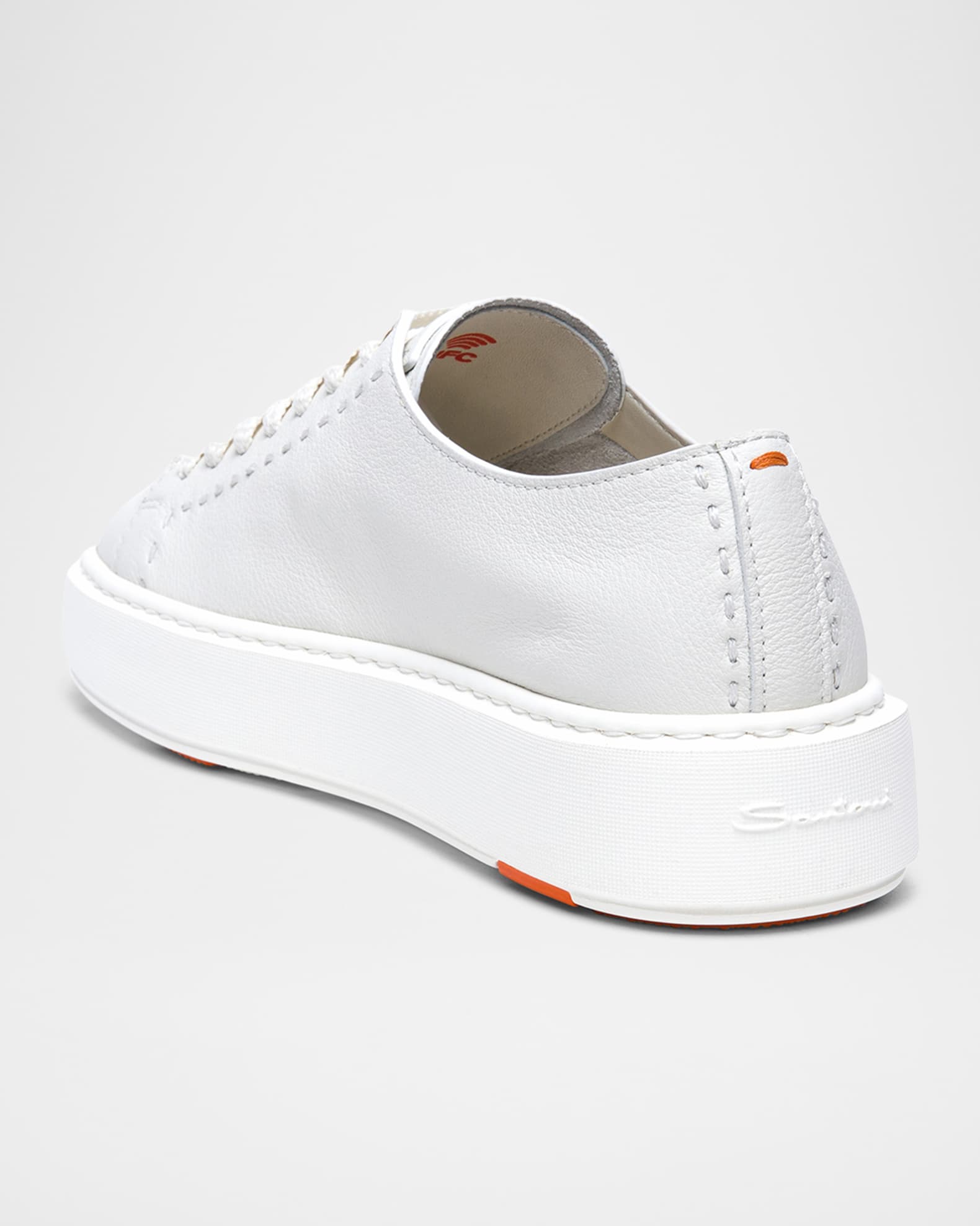 【関税&送料込】Santoni Clean Sneakers In Grainy Leather Santoni - Clean Iconic White Leather Sneaker | Mitchell Stores