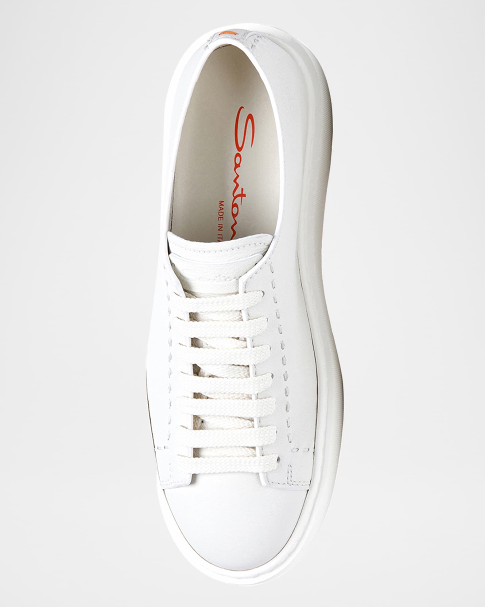 Santoni Clean Low-Top Leather Sneakers | Neiman Marcus