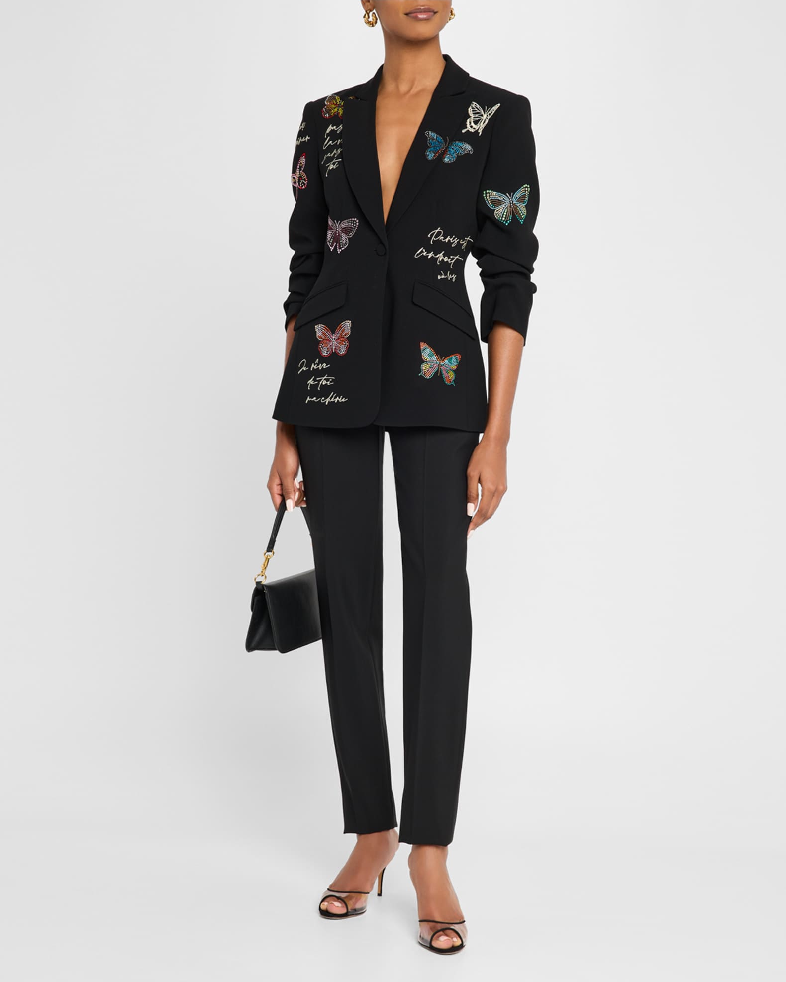 Cheyenne Butterfly Sequined Love Letter Scrunched Blazer 1