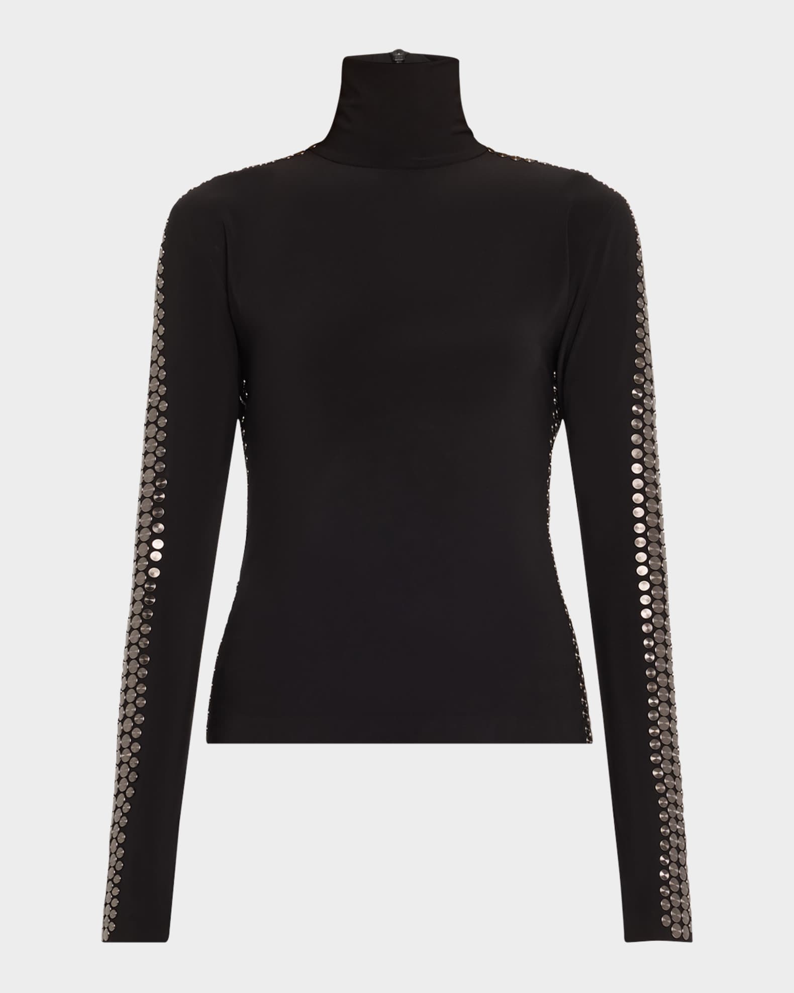 Gunmetal Stud Slim-Fit Turtleneck Top