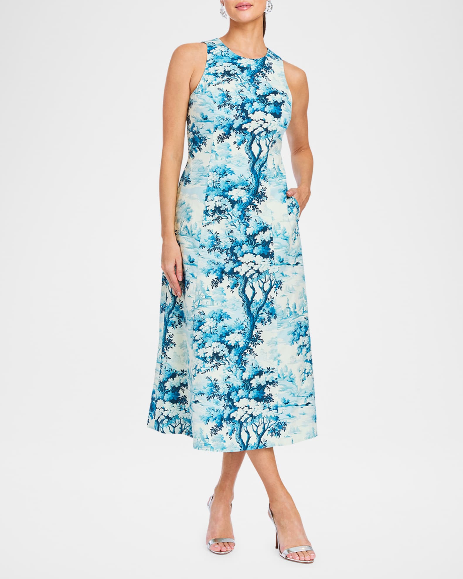 Louisa Sleeveless Toile-Print Midi Dress 1