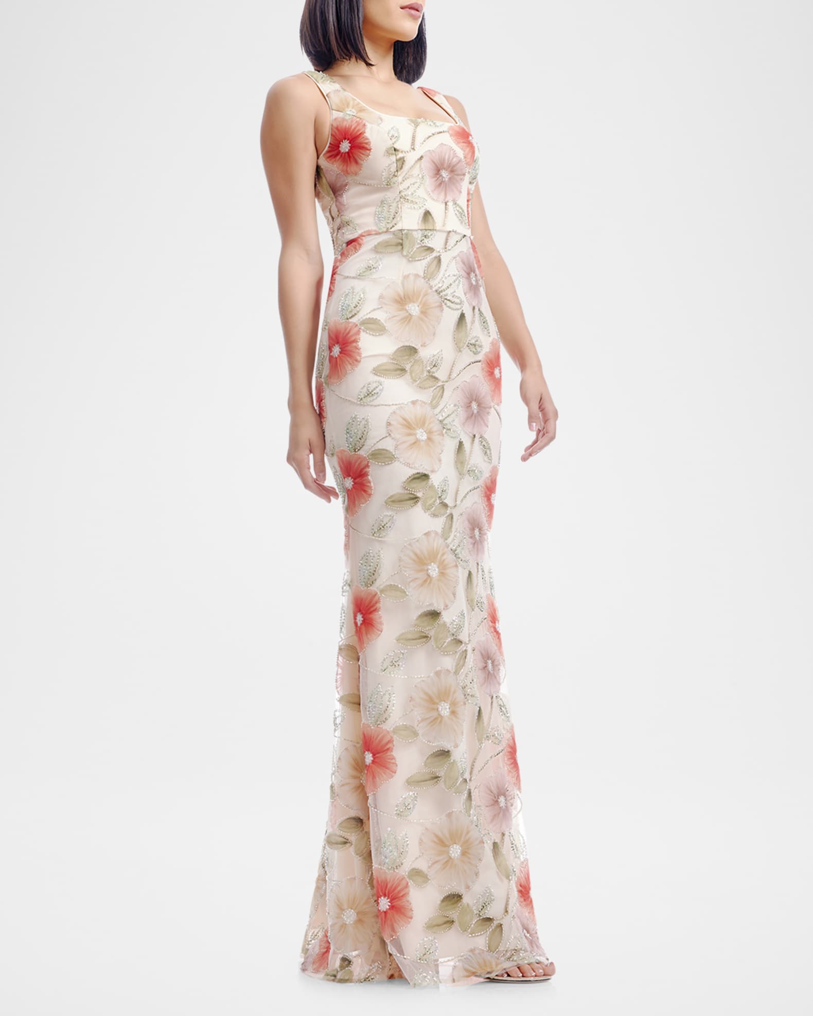 dress the population gown Dress the Population Women's Paris Strapless Ruffle-Trim Gown - Cream Multi main image 0