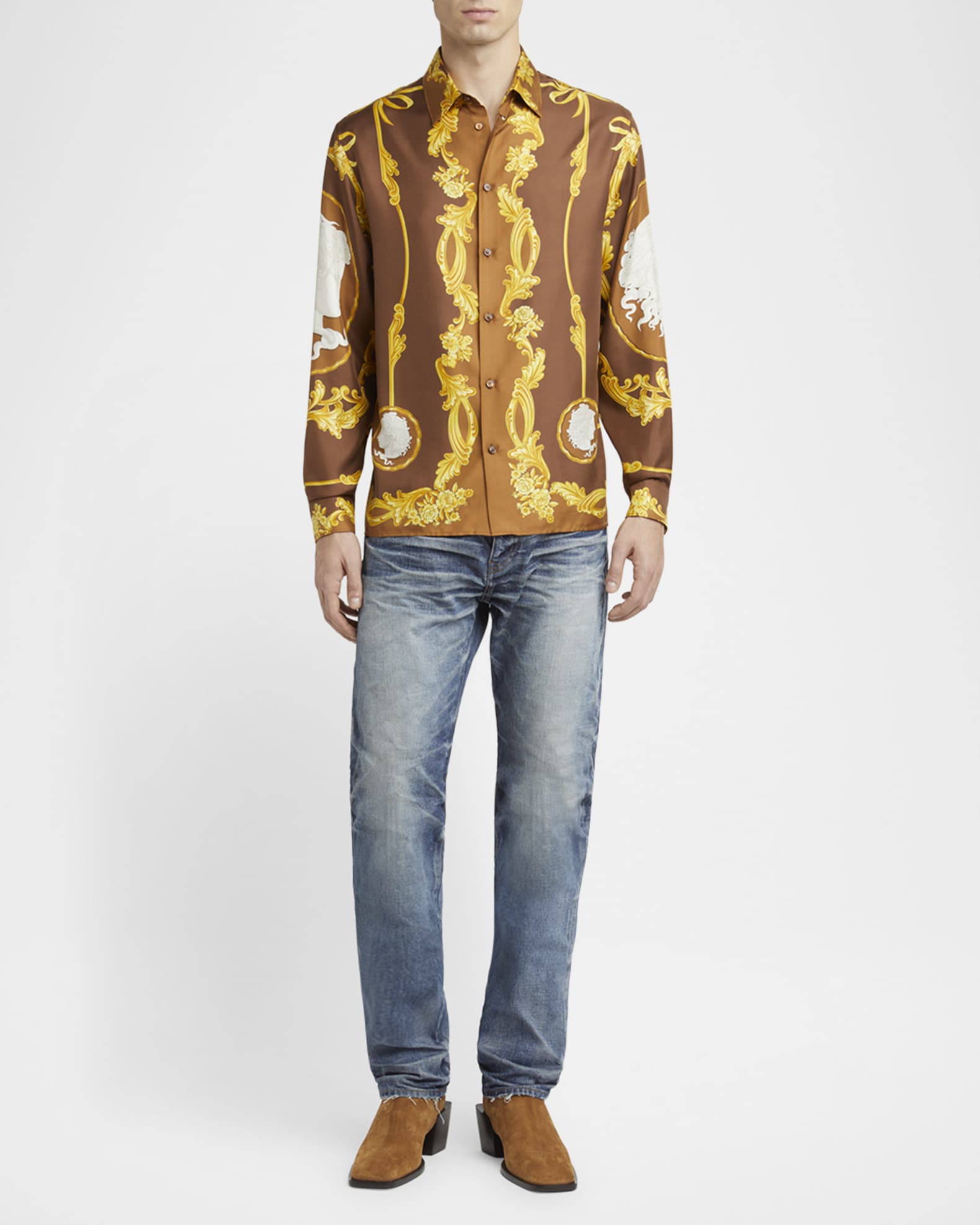 Men's Medusa Cameo Silk Shirt 1