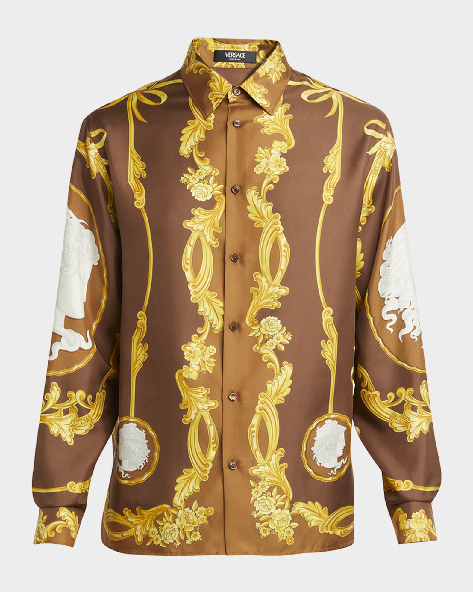 Men's Medusa Cameo Silk Shirt 0
