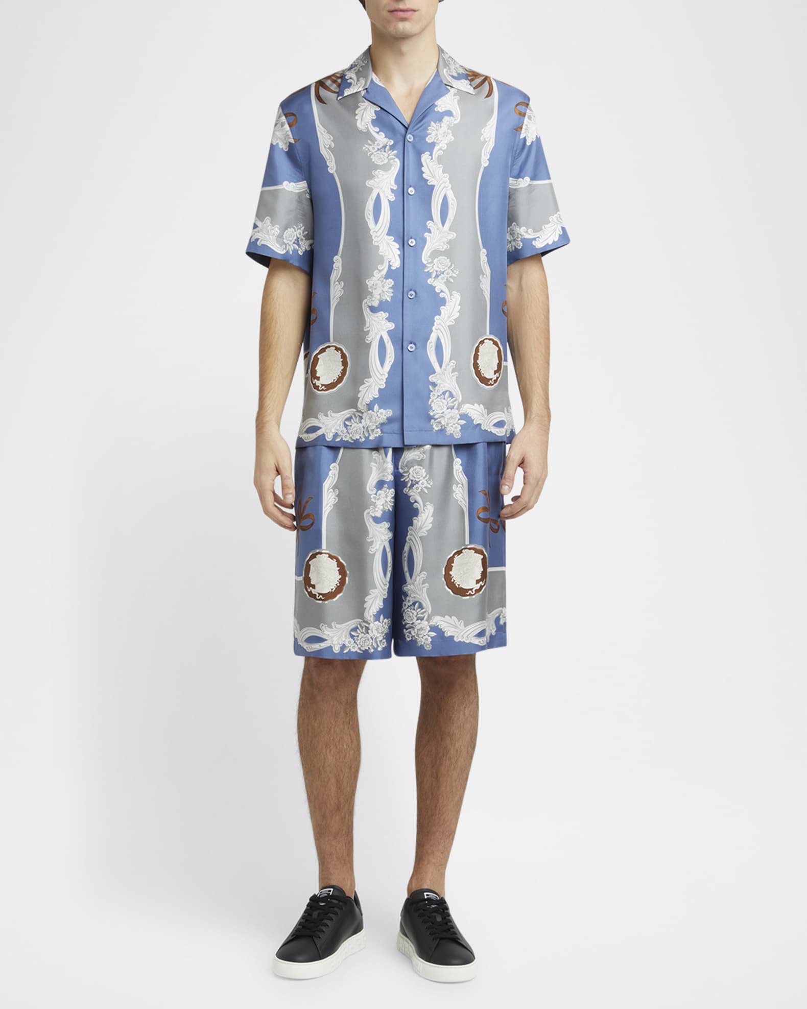 Men's Medusa Cameo Silk Camp Shirt 1