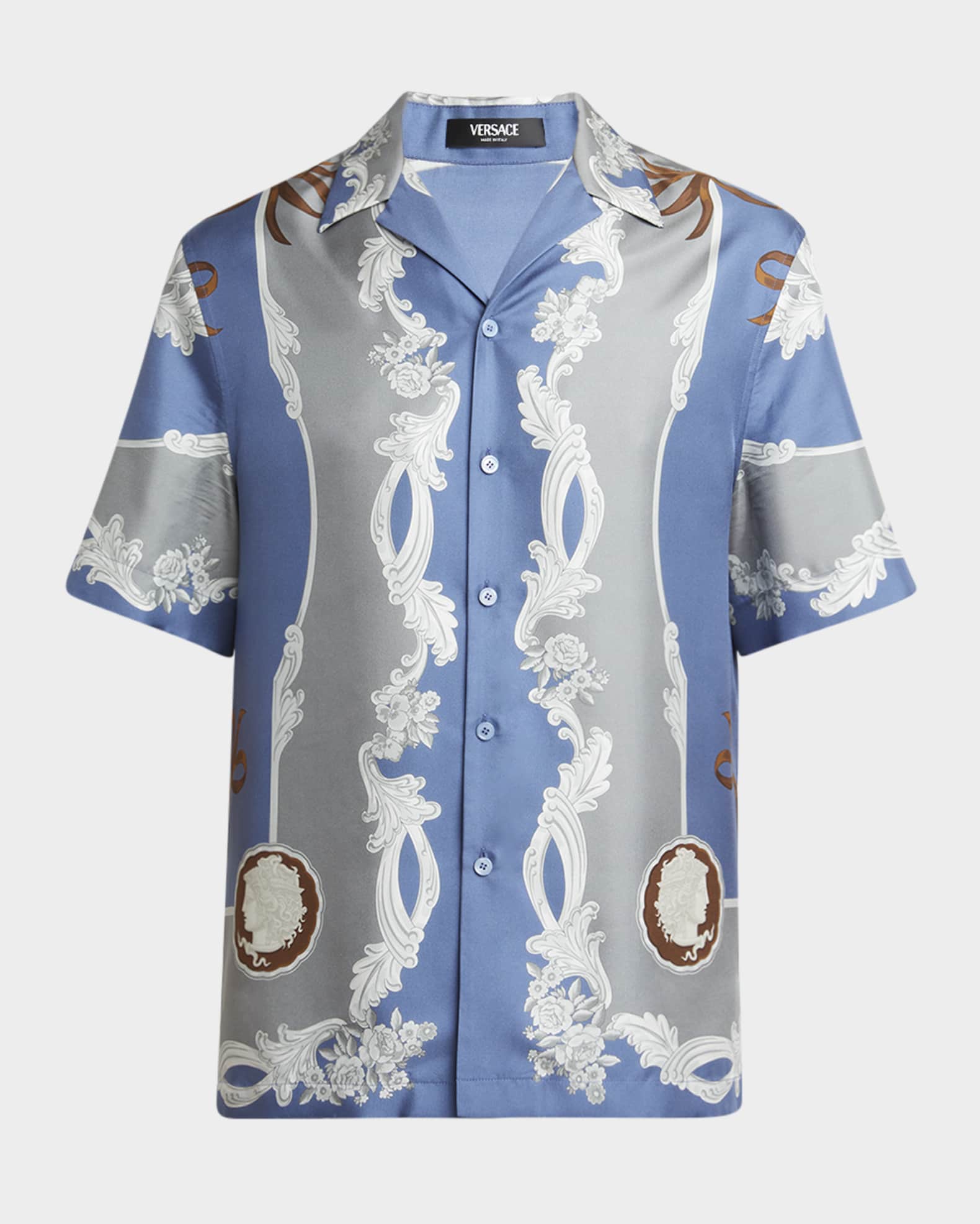 Men's Medusa Cameo Silk Camp Shirt 0