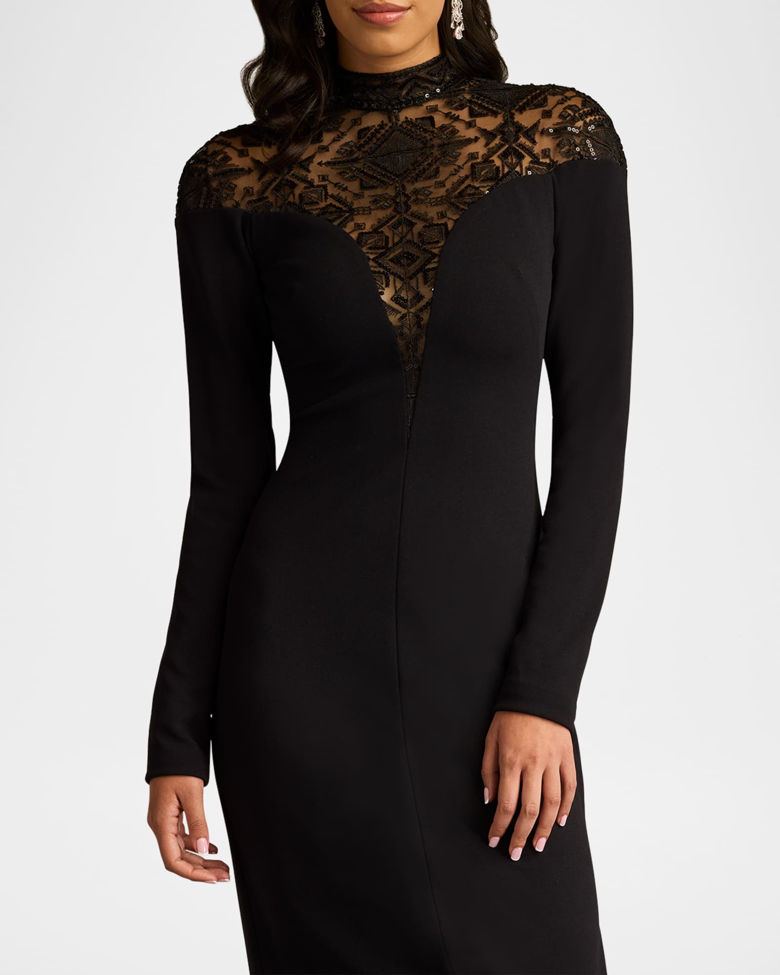Tadashi Shoji Bodycon Sequin Lace & Crepe Dress | Neiman Marcus